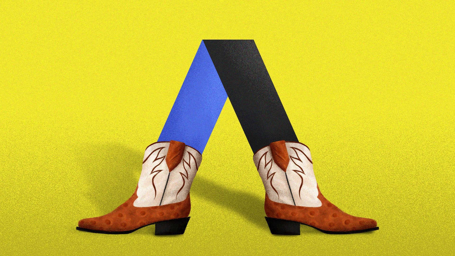 Illustration of the Axios logo wearing cowboy boots.