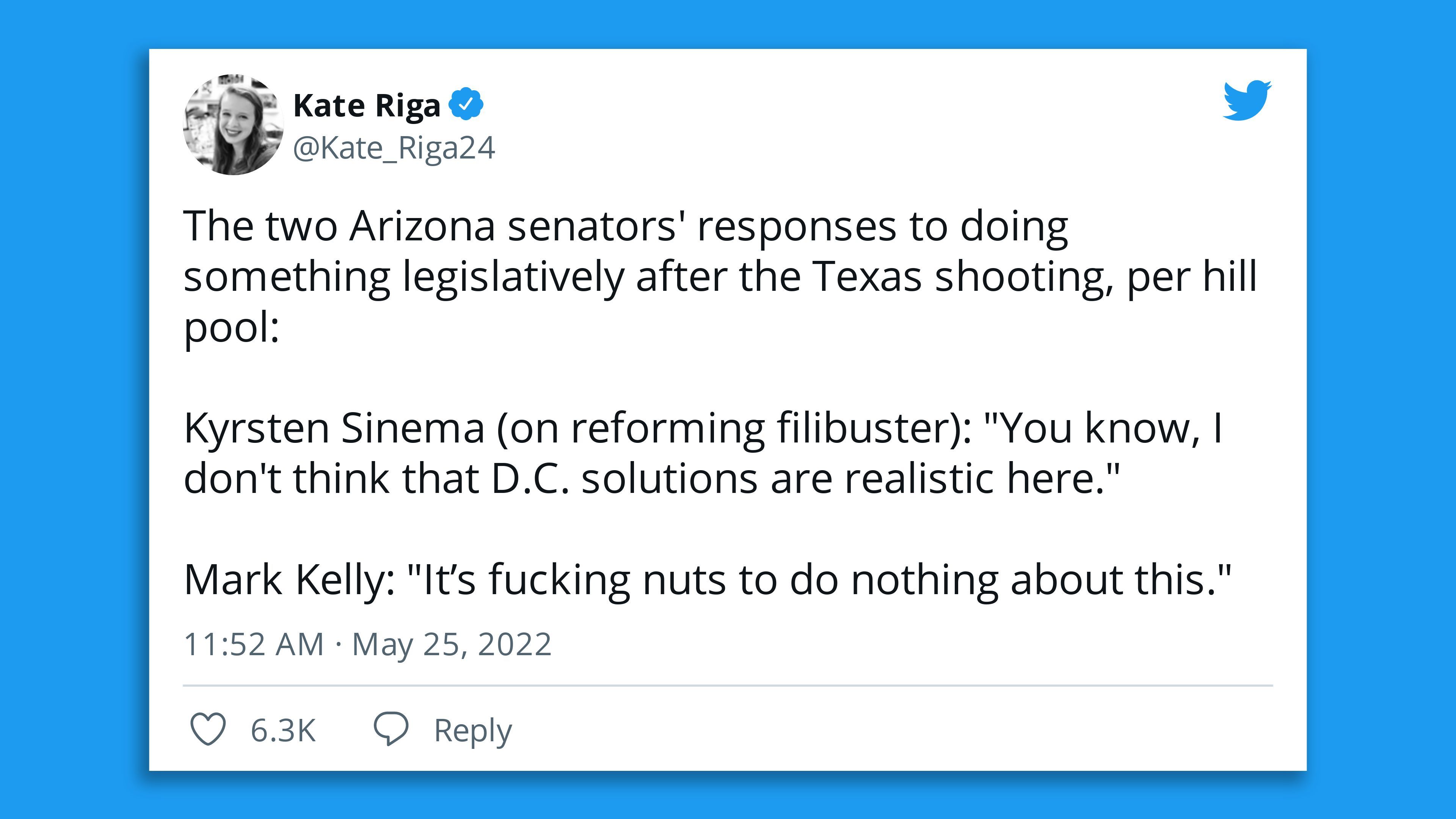 Tweet comparing Arizona senators on gun legislation