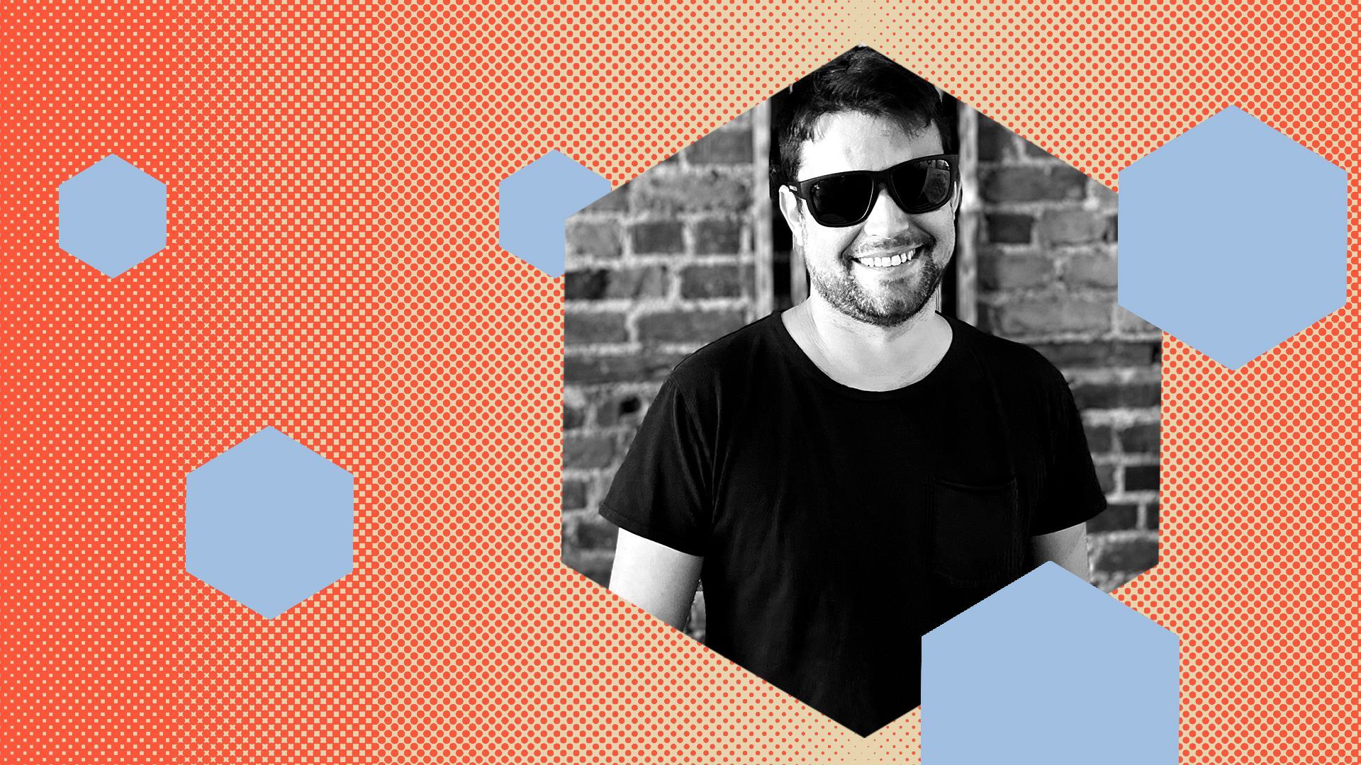 Photo illustration of Udi Wertheimer in a collage of cube shapes.