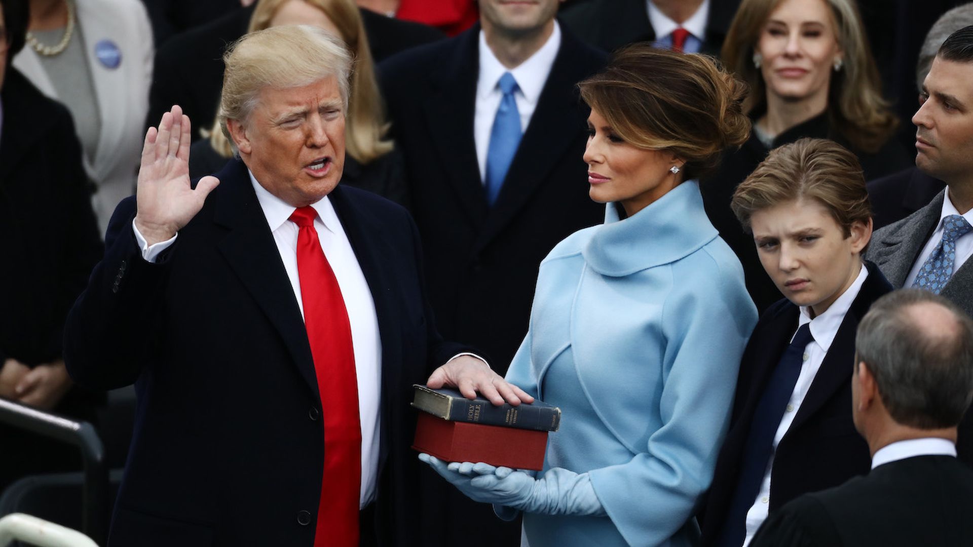 Donald and Melania Trump at inaugration in 2017