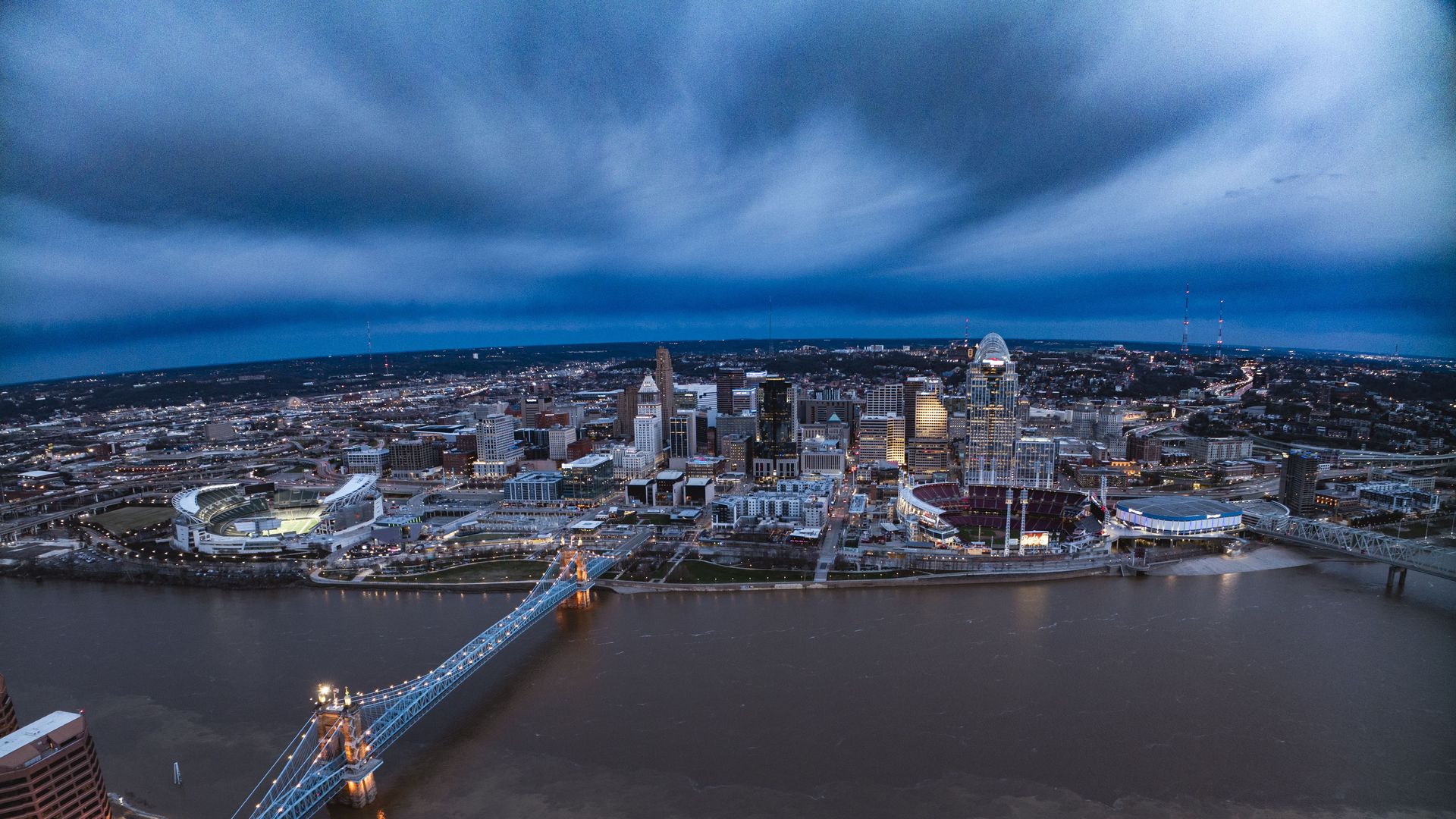 Downtown Cincinnati aerial view