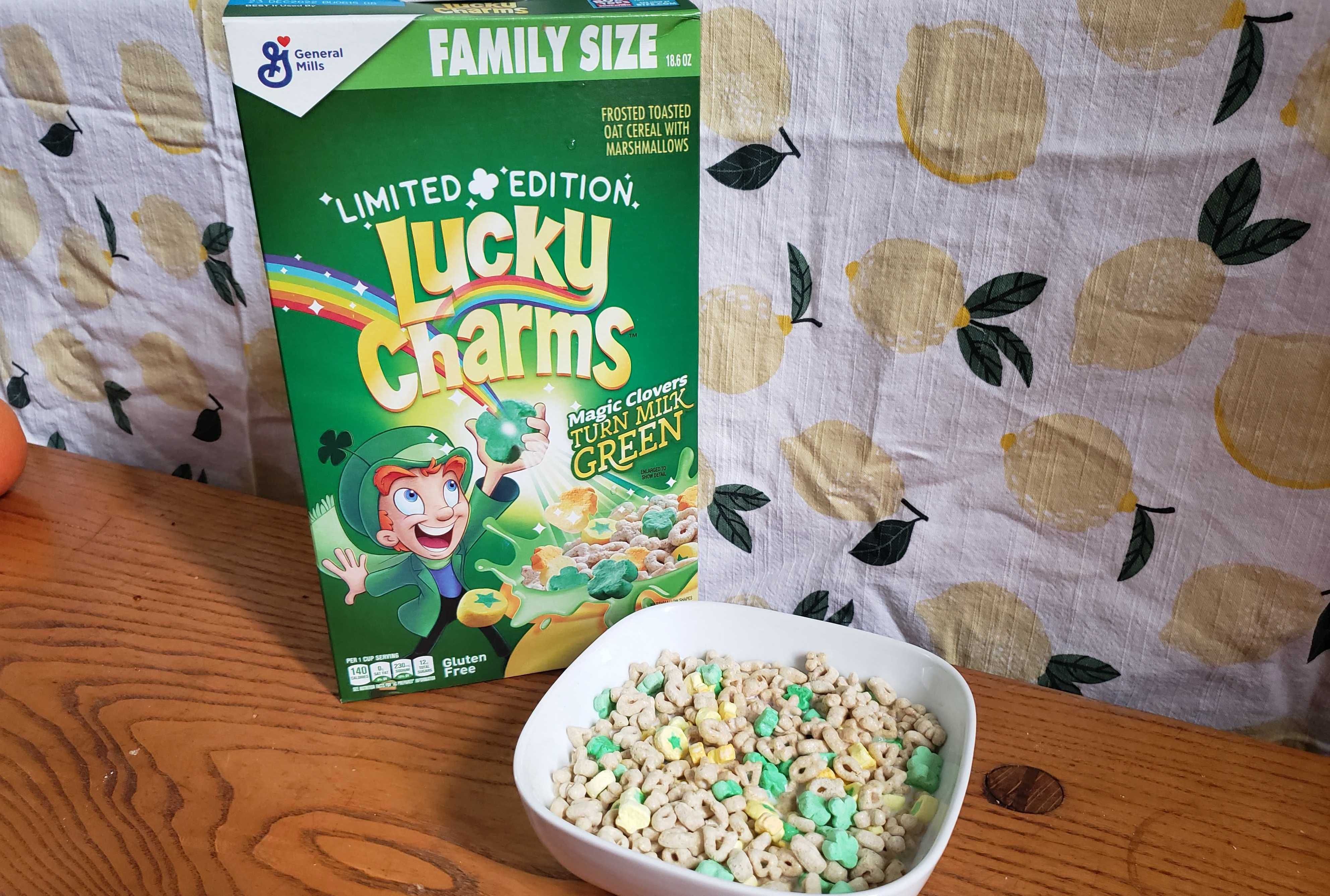 Photo of a box of cereal. 