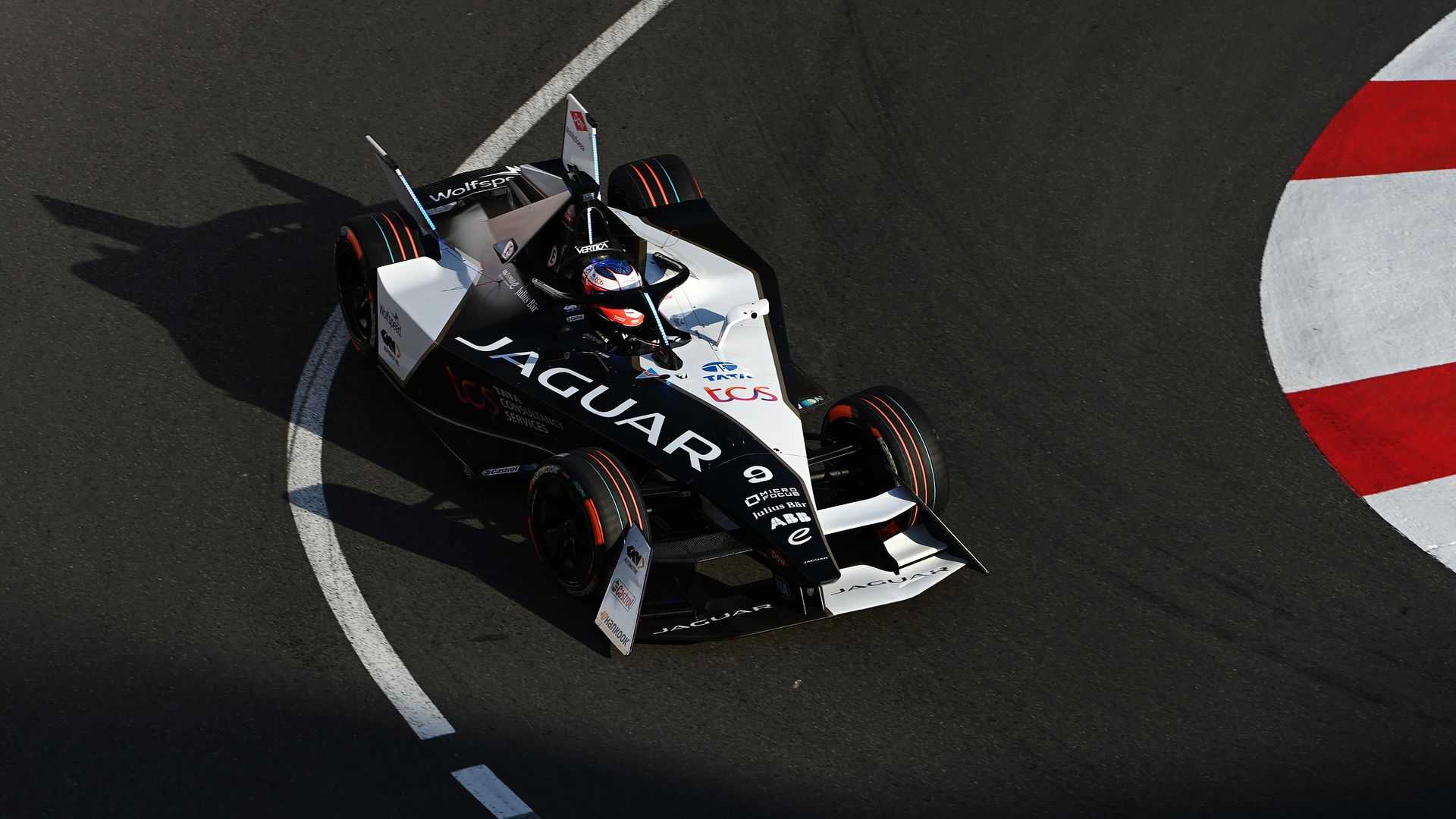 An image of a Formula E race car on a track.