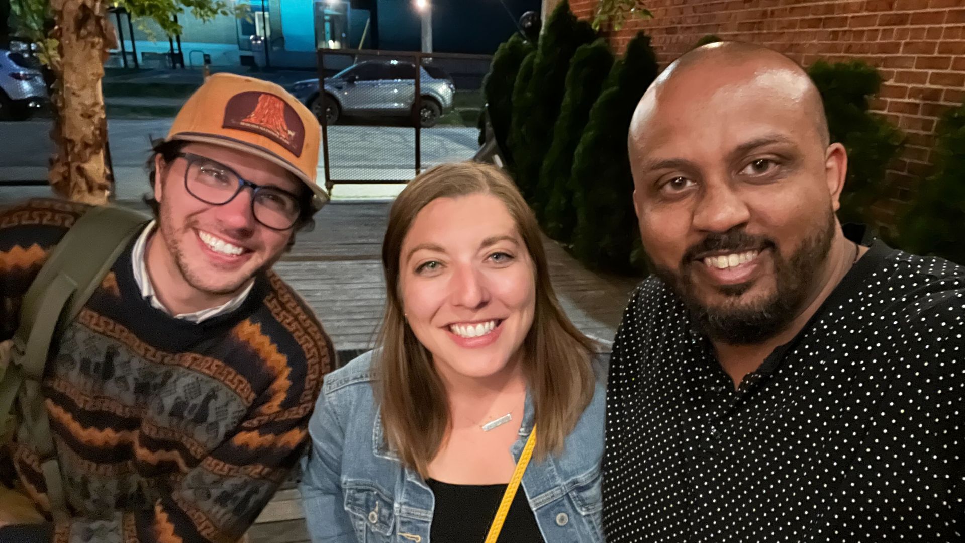Sam Allard, Lindsey Erdody and Troy Smith, cheesing for the camera