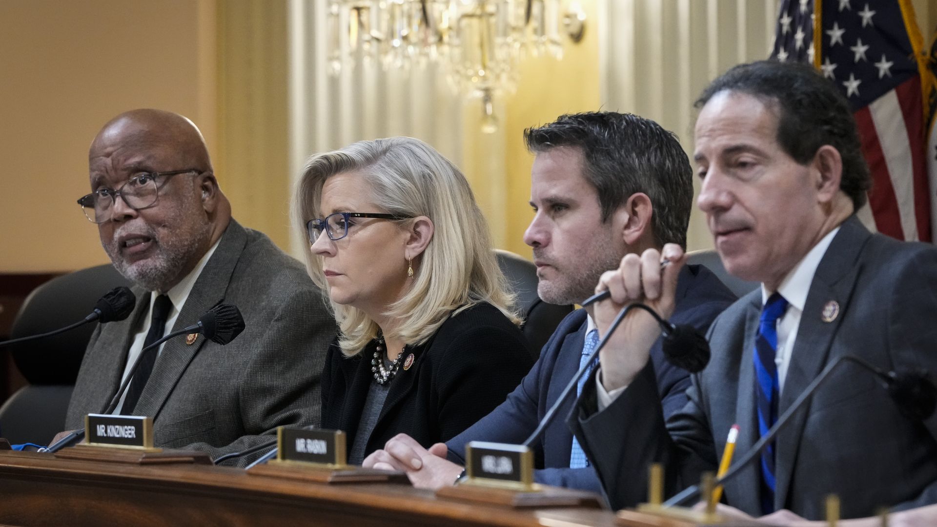 Jan. 6 committee members (L to R) Bennie Thompson, Liz Cheney, Adam Kinzinger and Jamie Raskin.