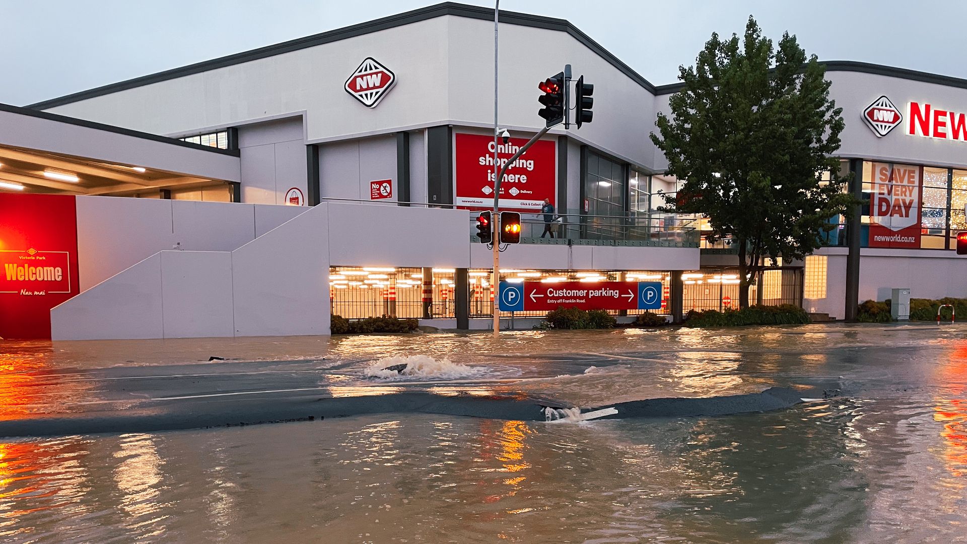 Flooding in Auckland, New Zealand after record rainfall on Jan. 27 2023.