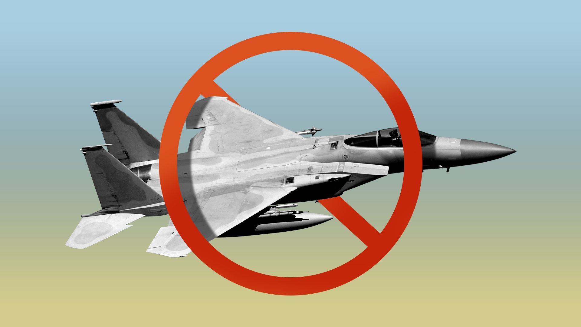 Illustration of a airplane with a "no" sign around it