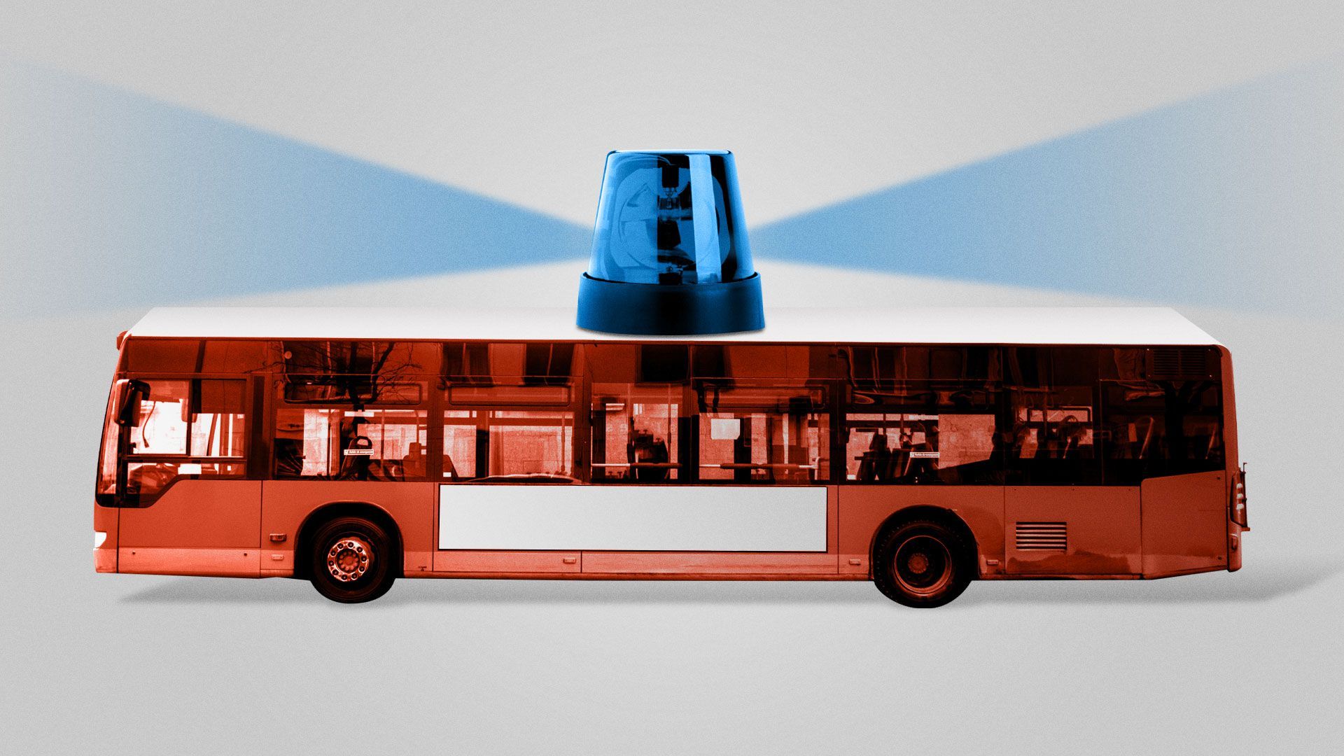 Illustration of city bus with police siren light