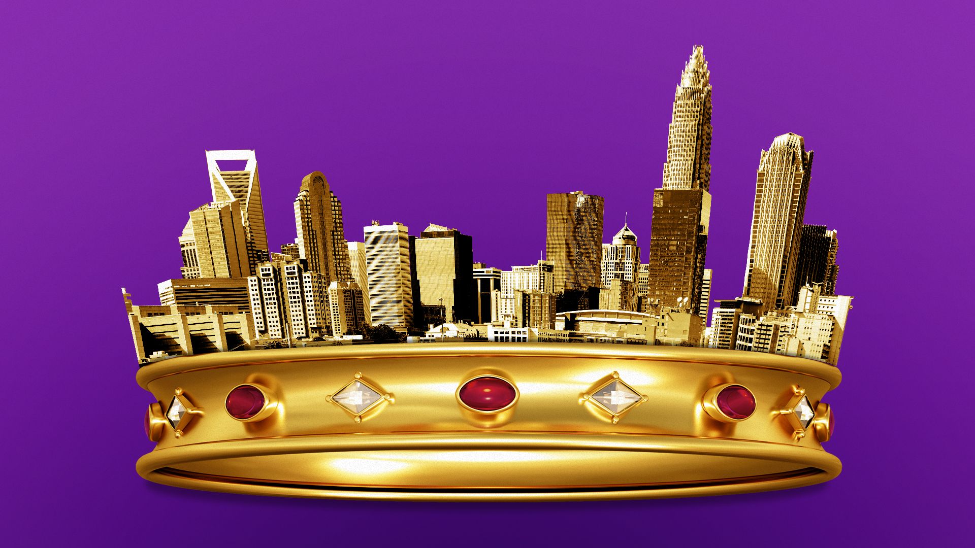 Illustration of the Charlotte skyline as the top of a crown.