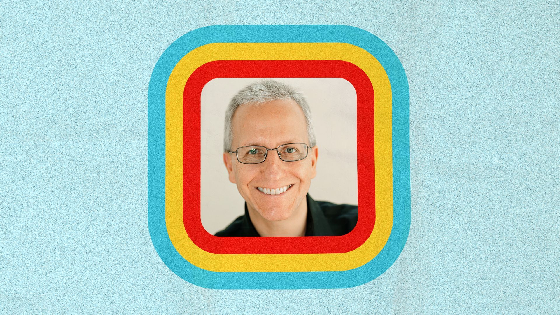 an illustration of MIke Verdu from Netflix surrounded by rounded rectangular lines