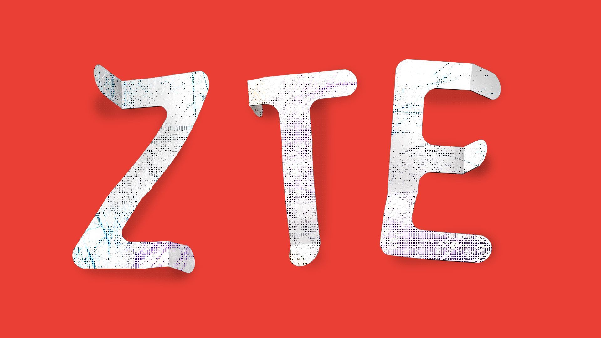 Illustration of ZTE letters crinkled