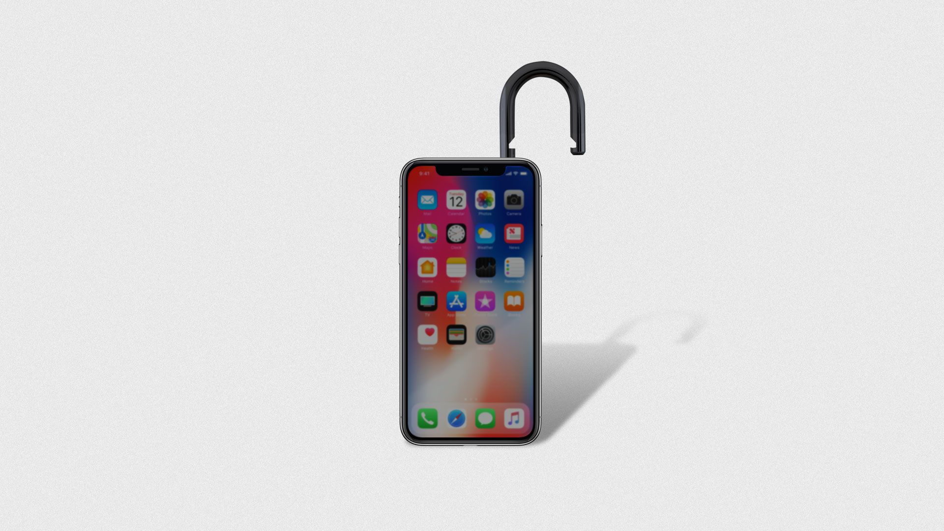  Illustration of an iPhone with an opened padlock.