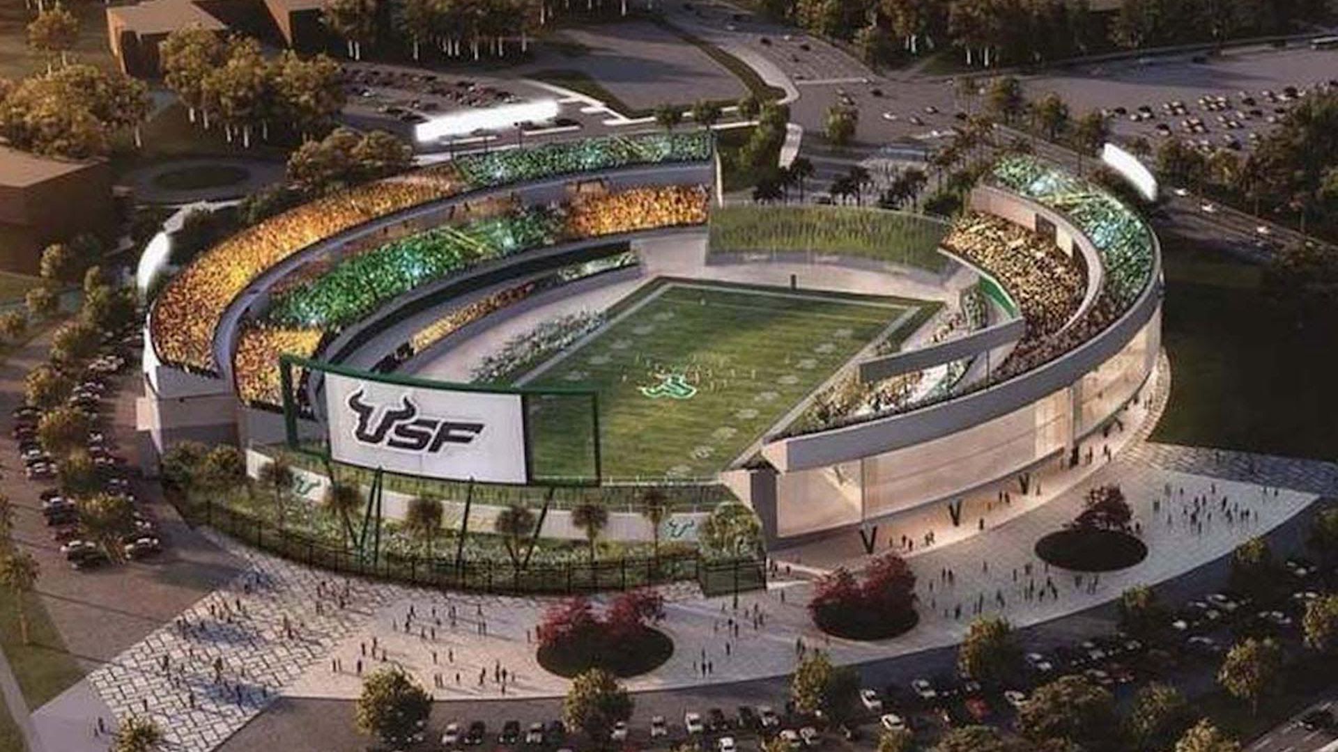 A rendering of what USF's new football stadium could look like includes two open end zones.