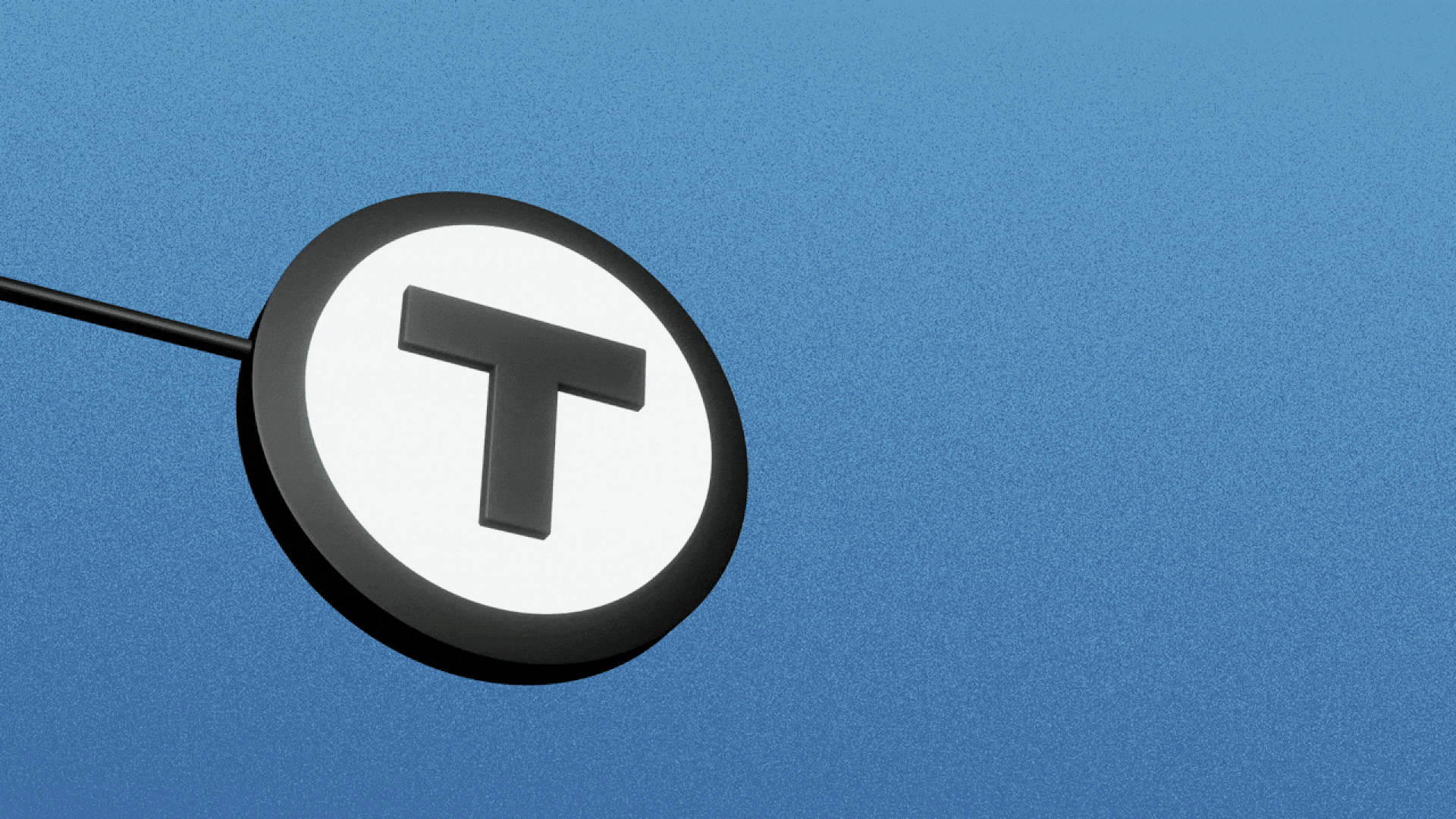Illustration of an MBTA sign changing into an emergency symbol.