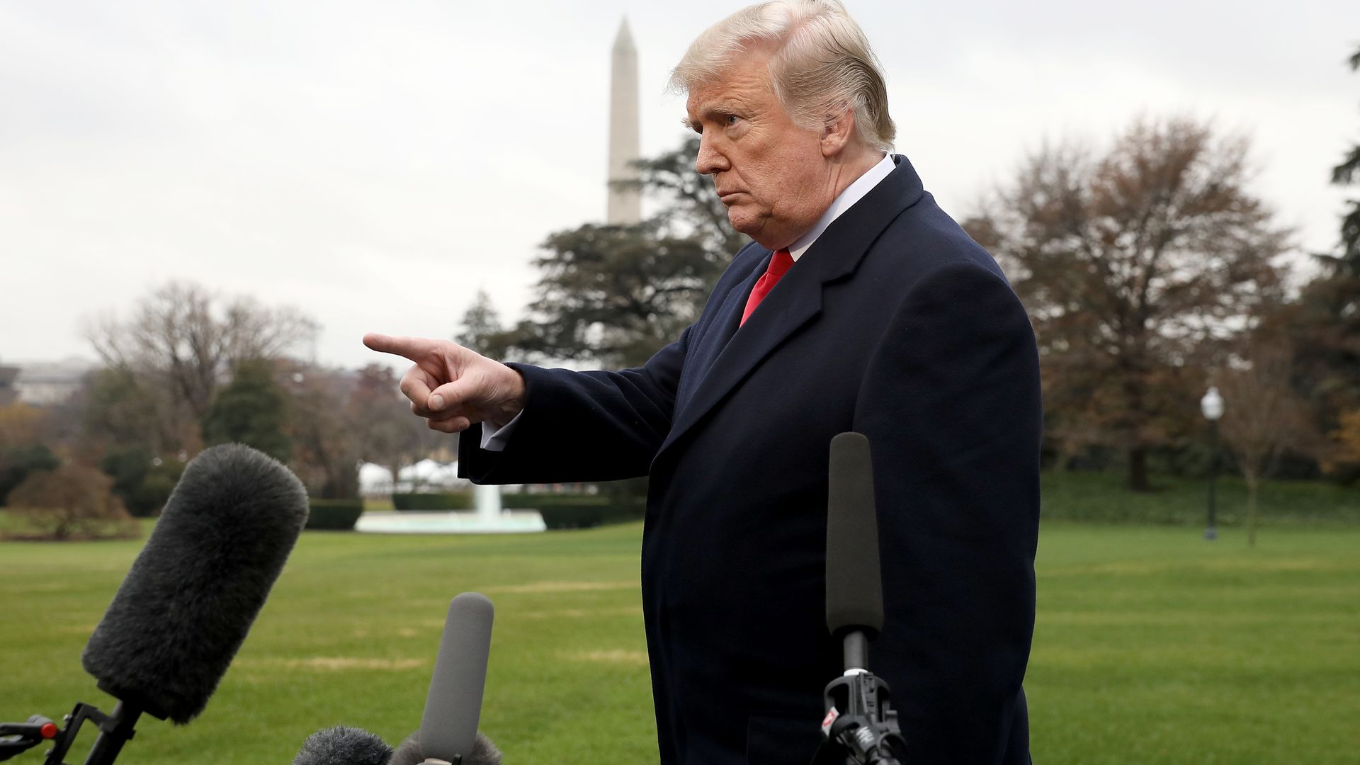 Donald Trump pointing at the media