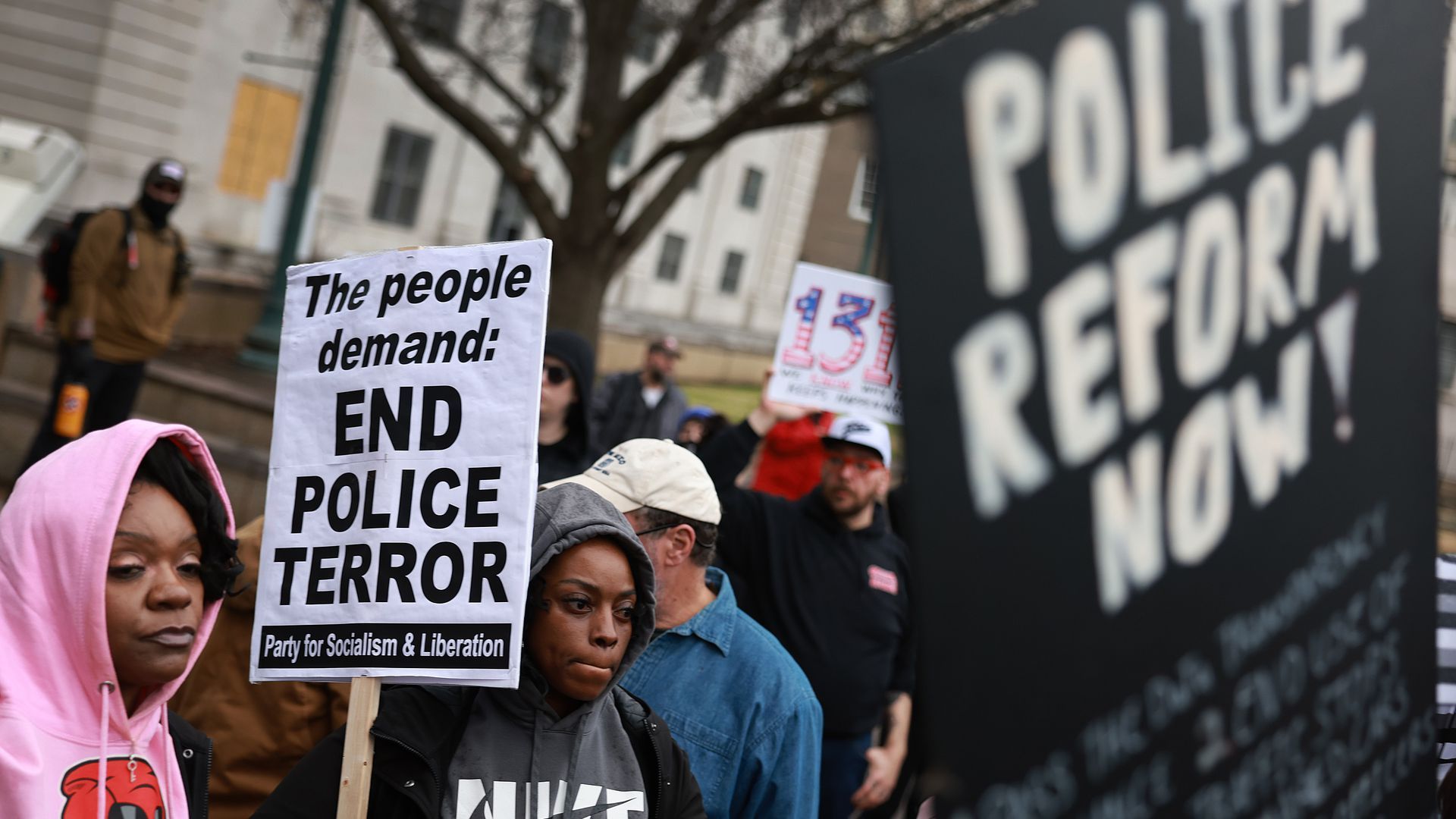 Demonstrators in Memphis protest the death of Tyre Nichols. Photo: by Joe Raedle/Getty Images