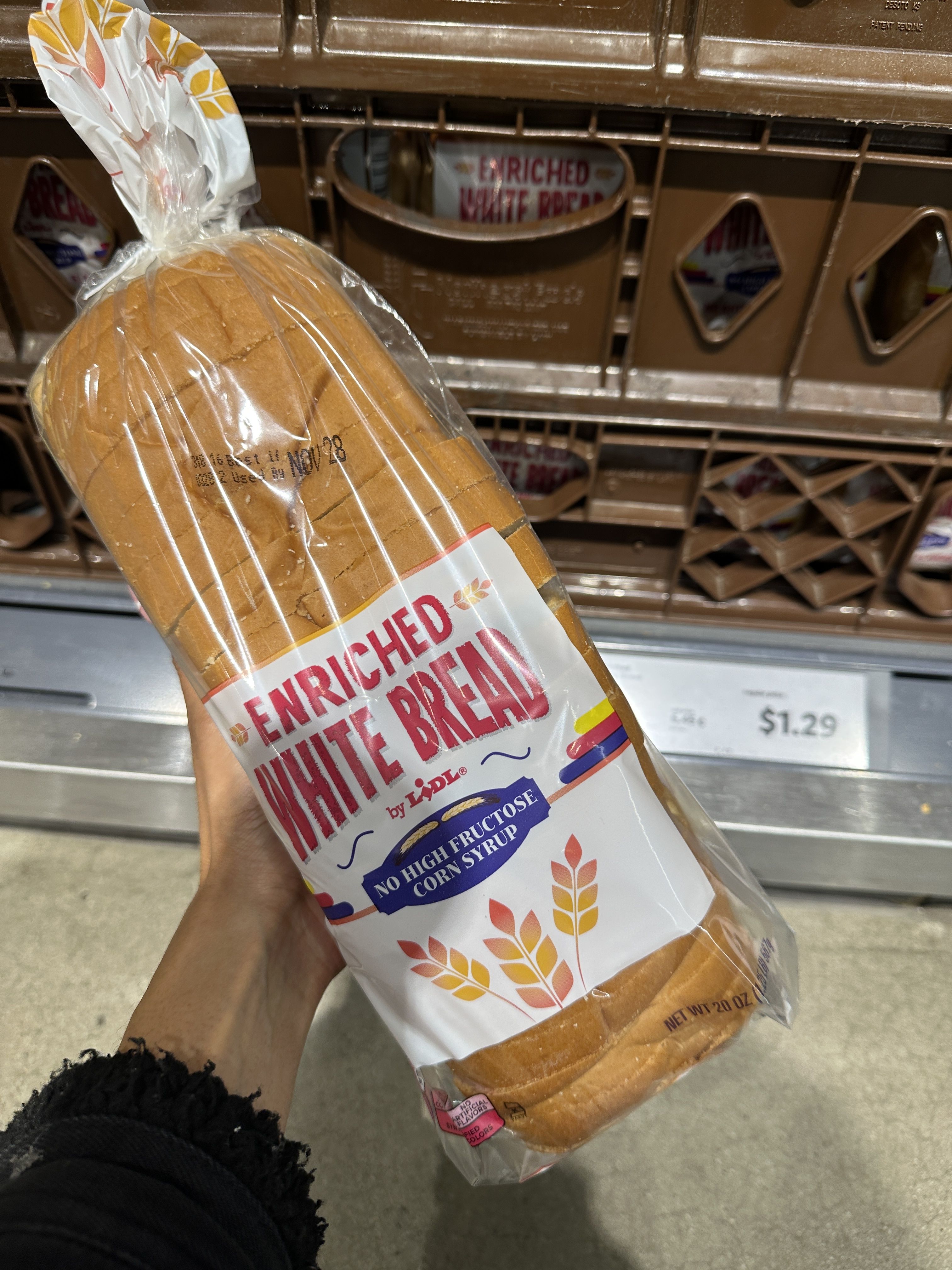 Loaf of white bread at Lidl. 
