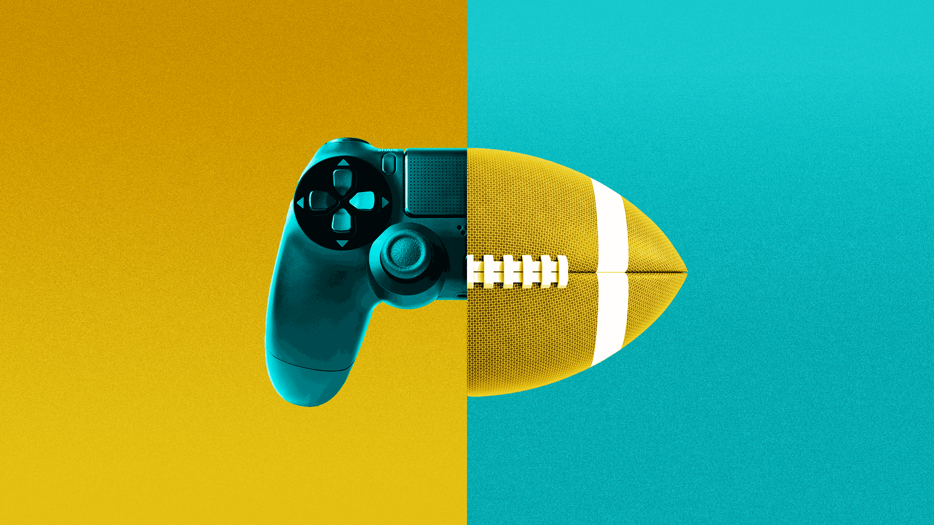 Illustration of a game controller morphing into a football