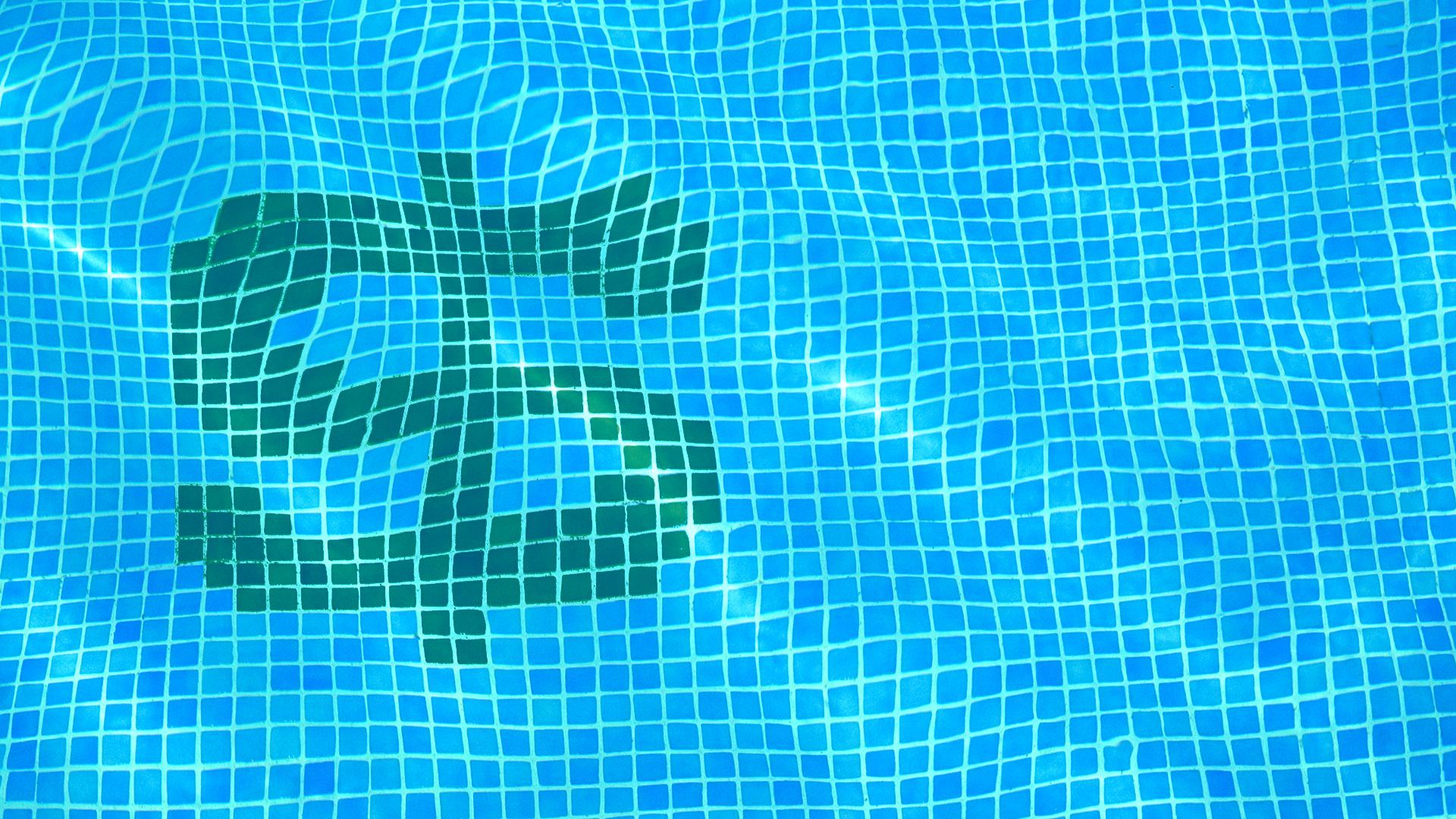 Illustration of a dollar sign made out of the tiles at the bottom of a pool.