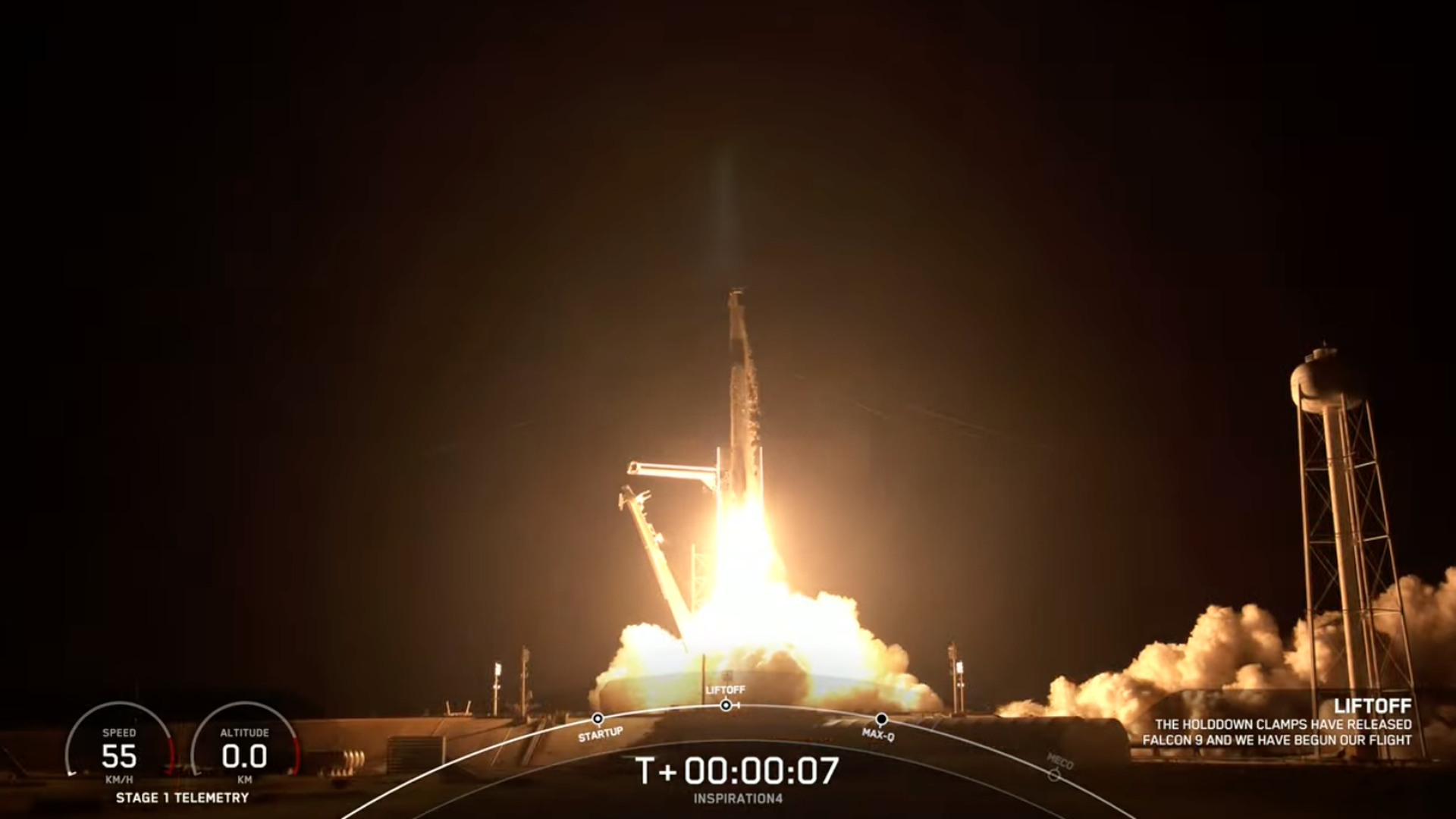 A screenshot of the rocket launching.