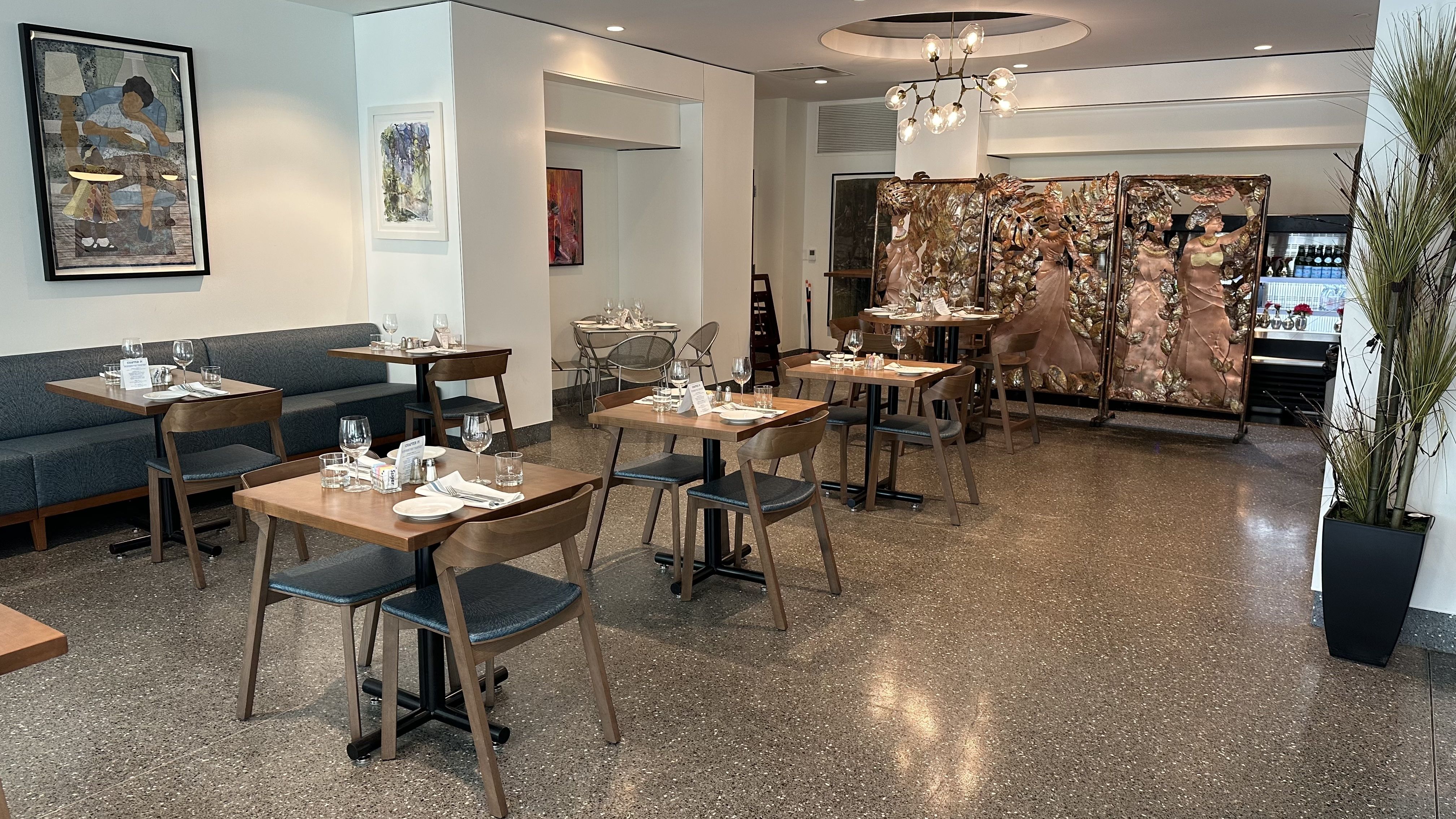 A modern-designed restaurant interior.