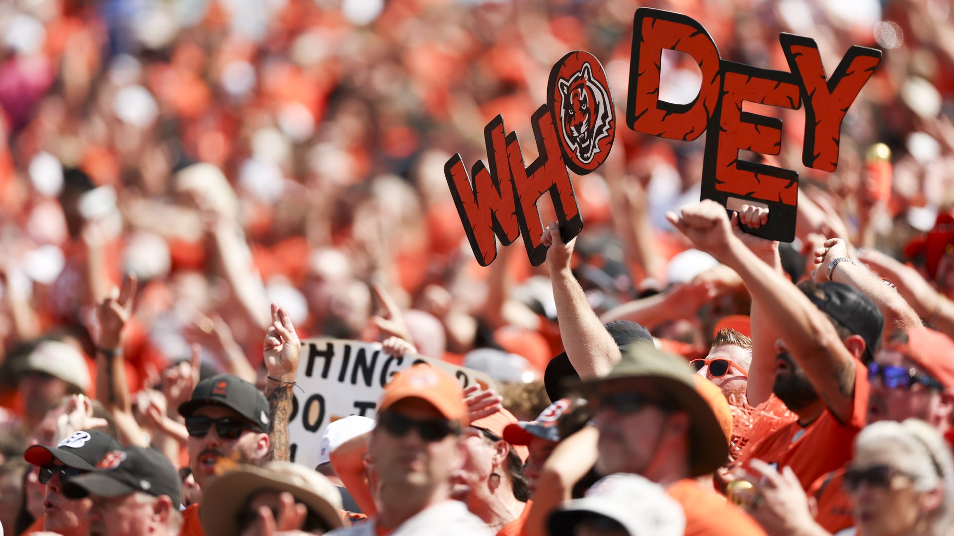 Cincinnati Bengals fans are seen celebrating during the first half of an NFL game against the Jacksonville Jaguars at Paycor Stadium on September 14, 2025 in Cincinnati, Ohio. (Photo by Kara Durrette/Getty Images)