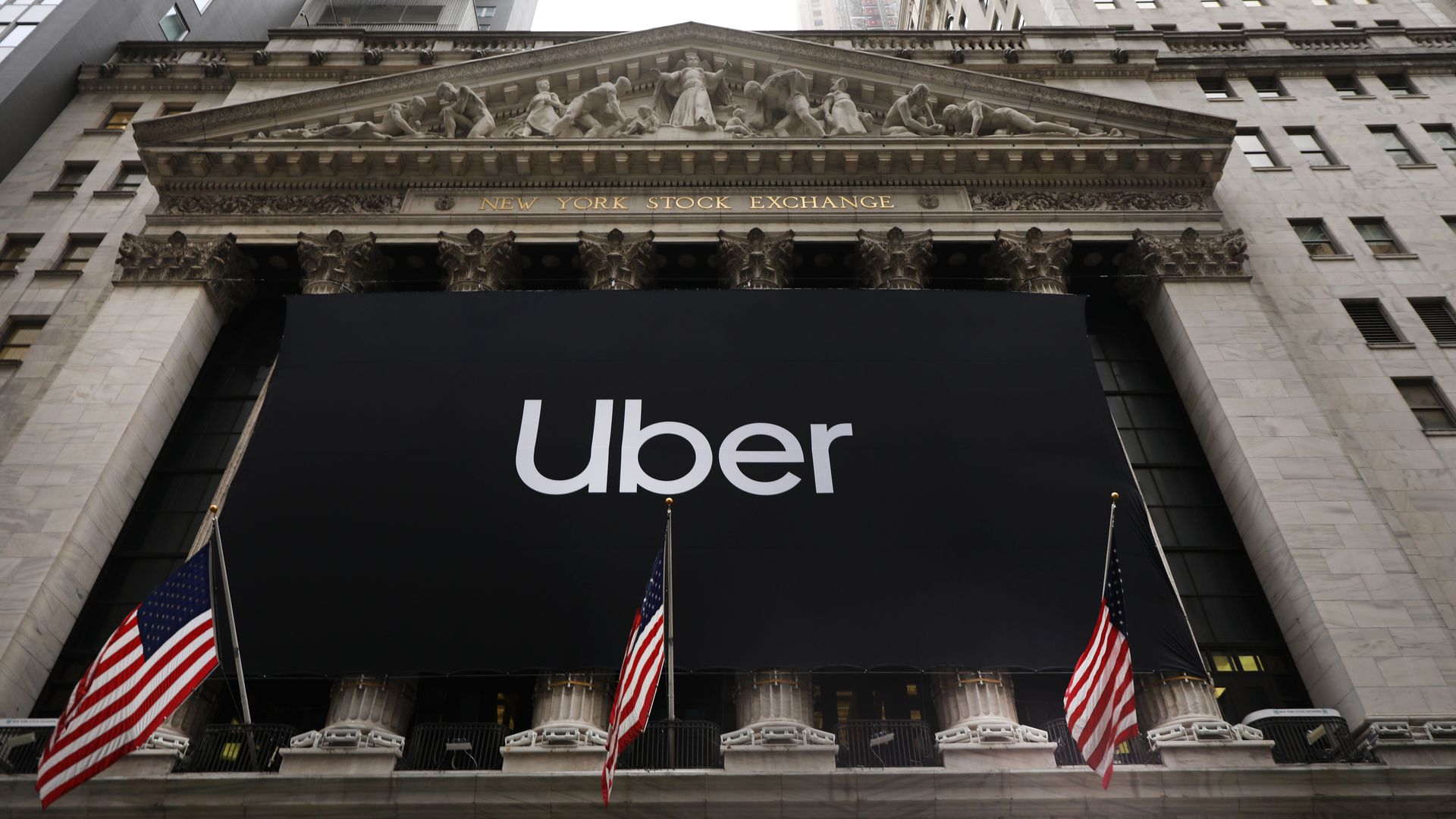 Uber banner in front of the new york stock exchange