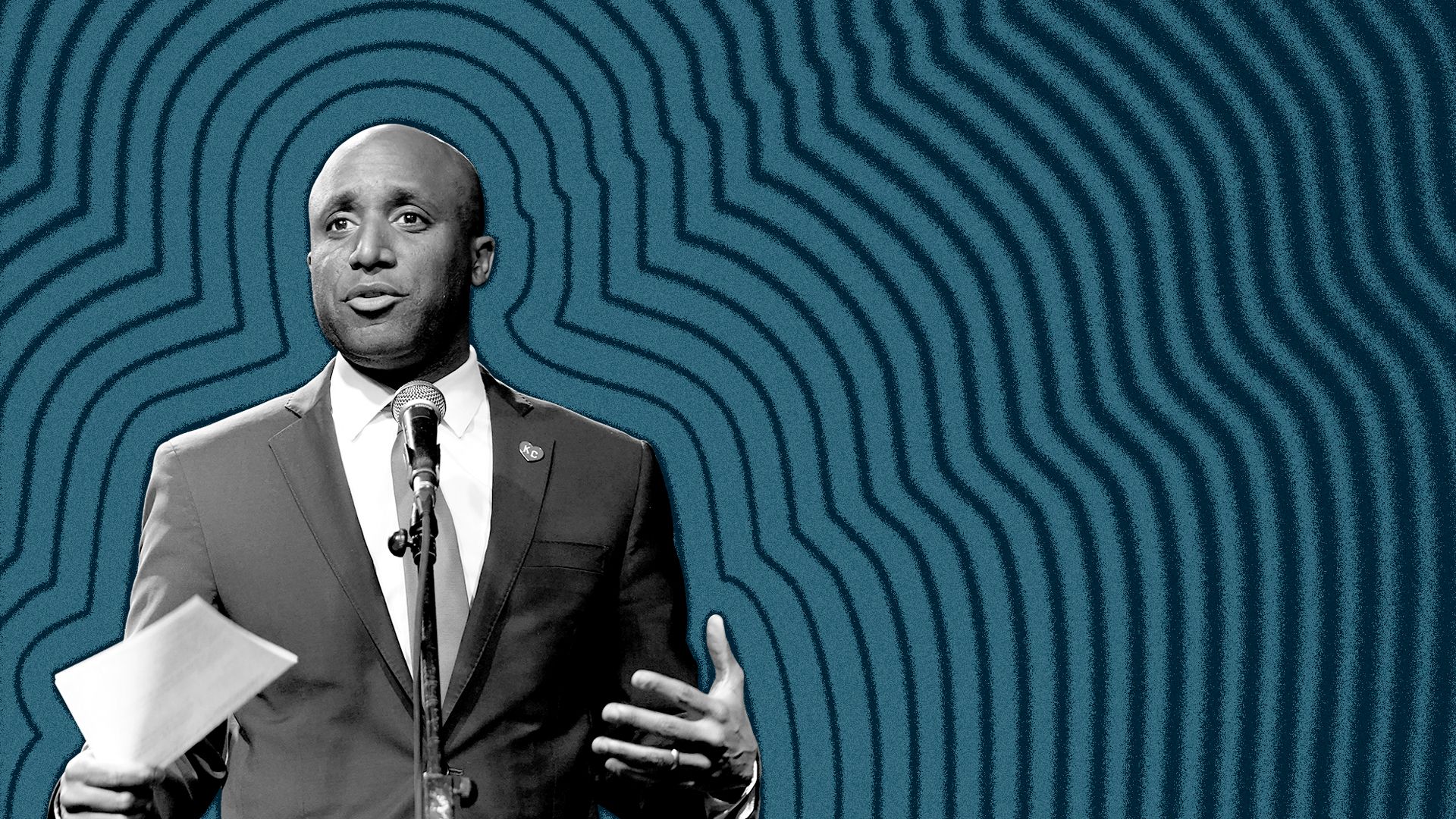 Photo illustration of Quinton Lucas with lines radiating from him. 