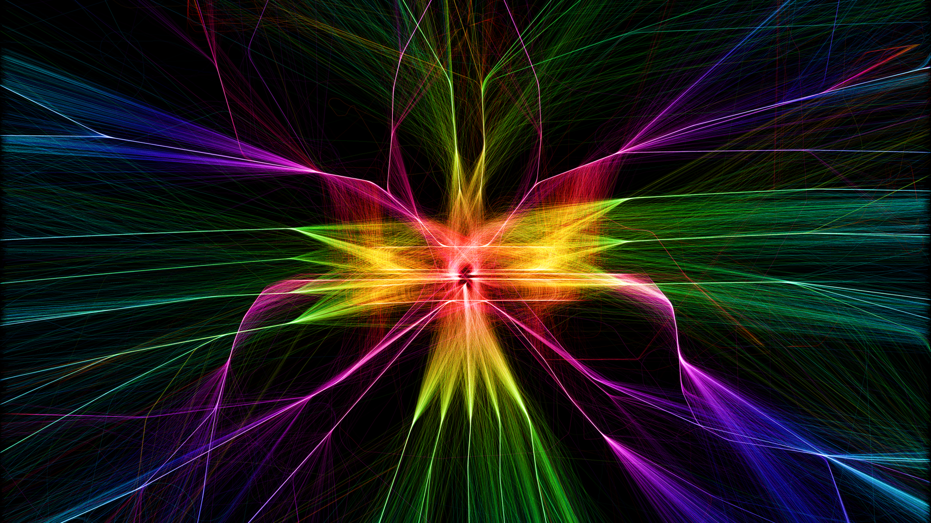 Artwork of colorful lines making a star in the middle