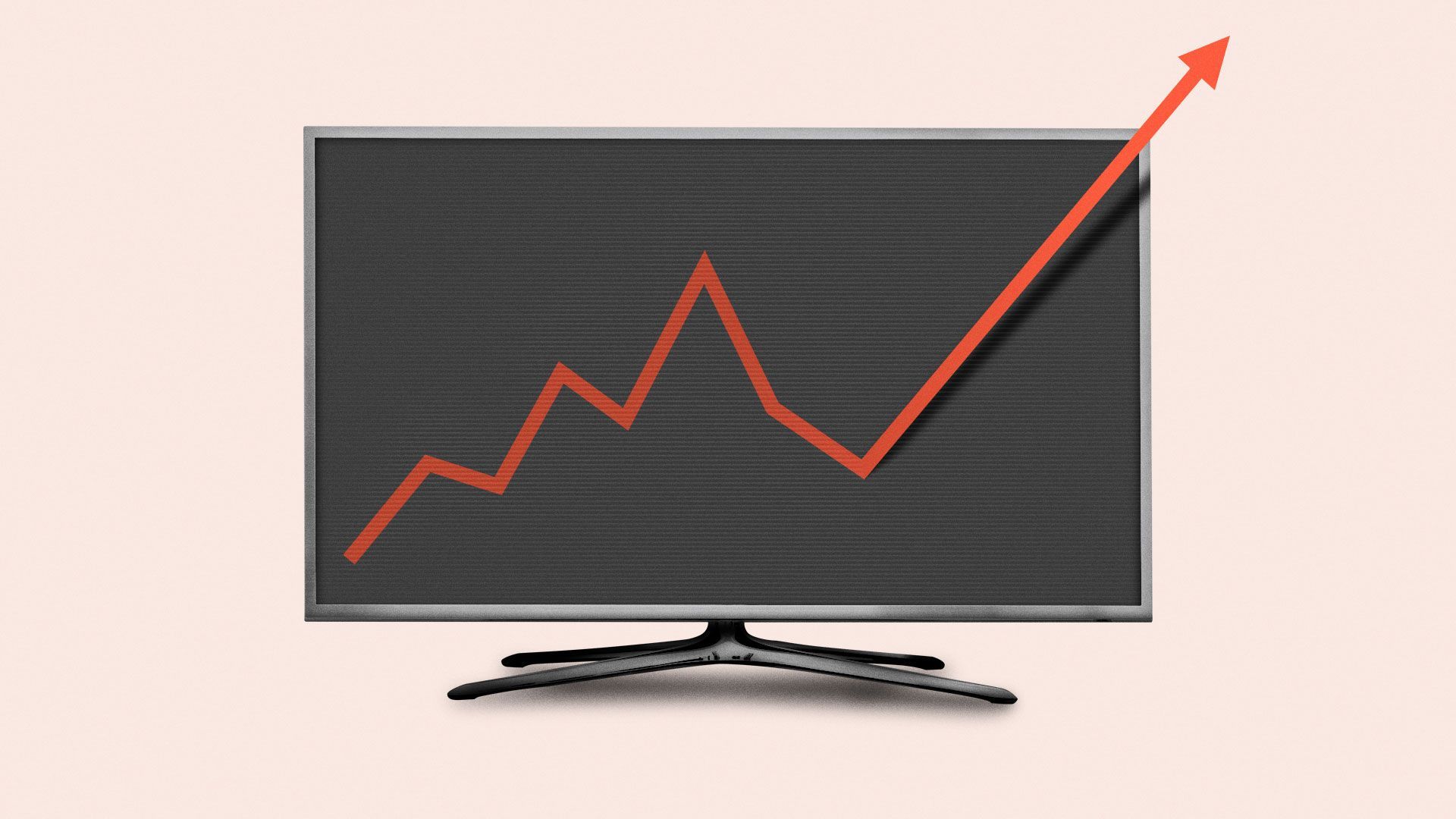 Illustration of an upwards trending line graph pushing off a smart tv screen