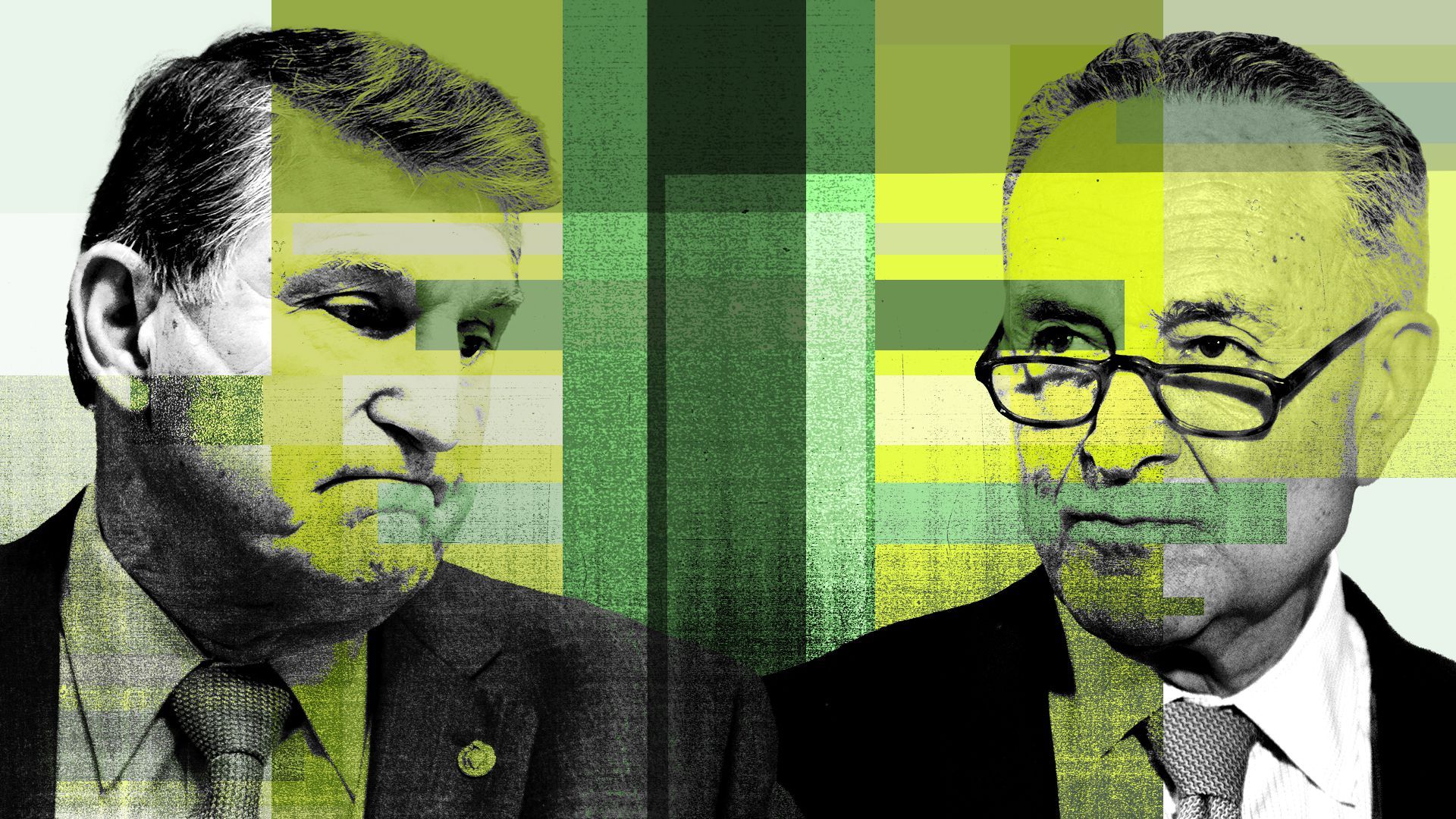 Photo illustration of Senate Majority Leader Chuck Schumer and Sen. Joe Manchin (D-W.Va.).