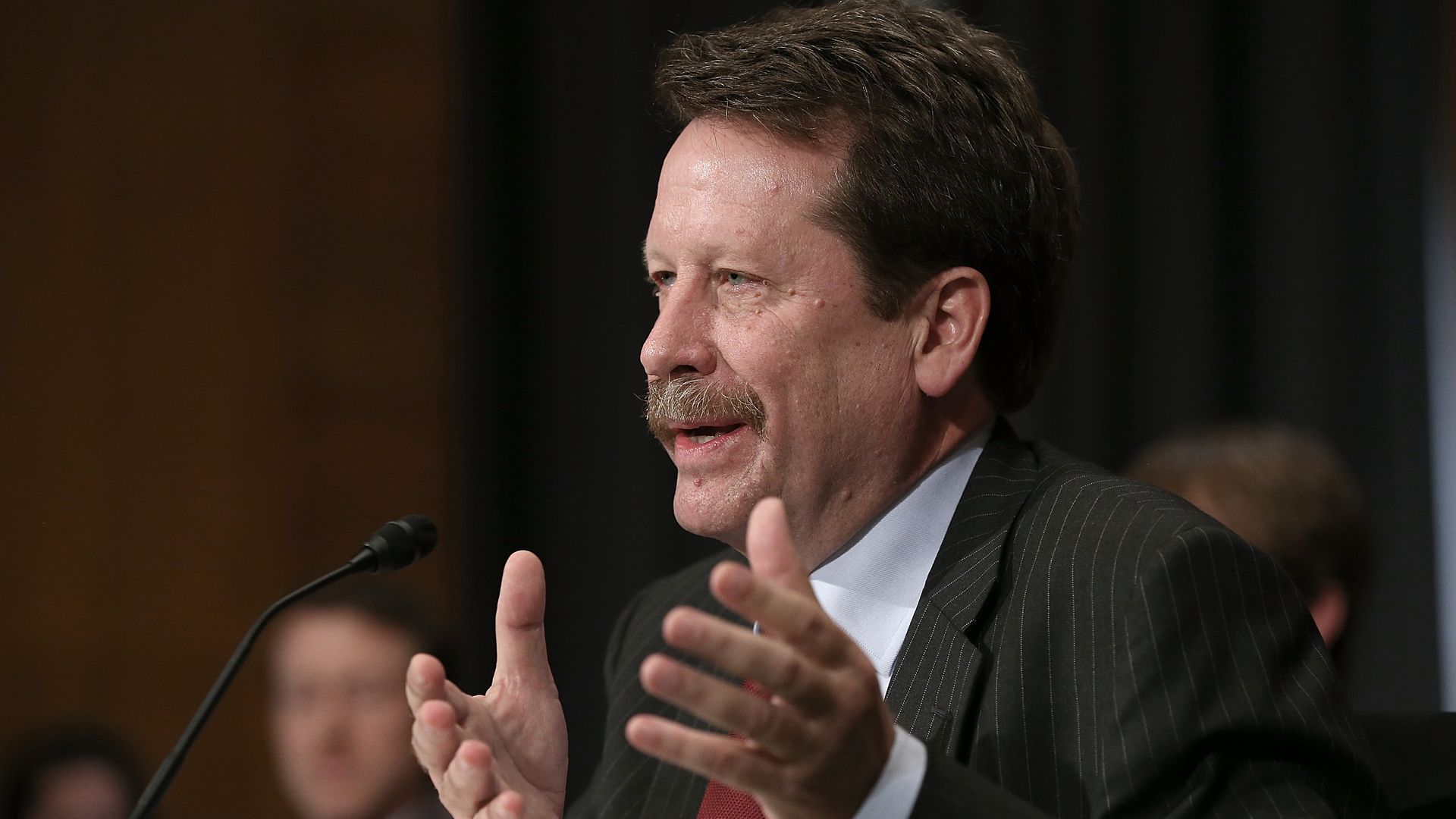 Dr. Robert Califf testifies during his nomination hearing before the Senate Health, Education, Labor and Pensions Committee November 17, 2015 in Washington, DC.