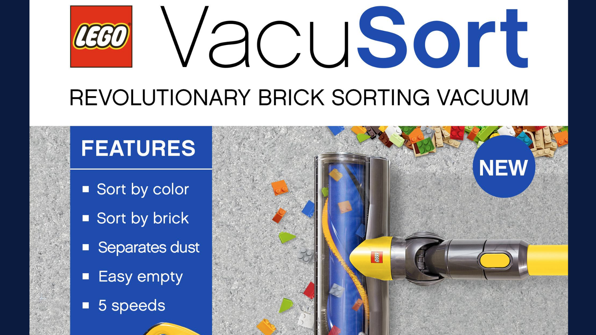 Lego's April Fools' Day prank was an ad for a vacuum capable of sucking up and sorting the plastic bricks