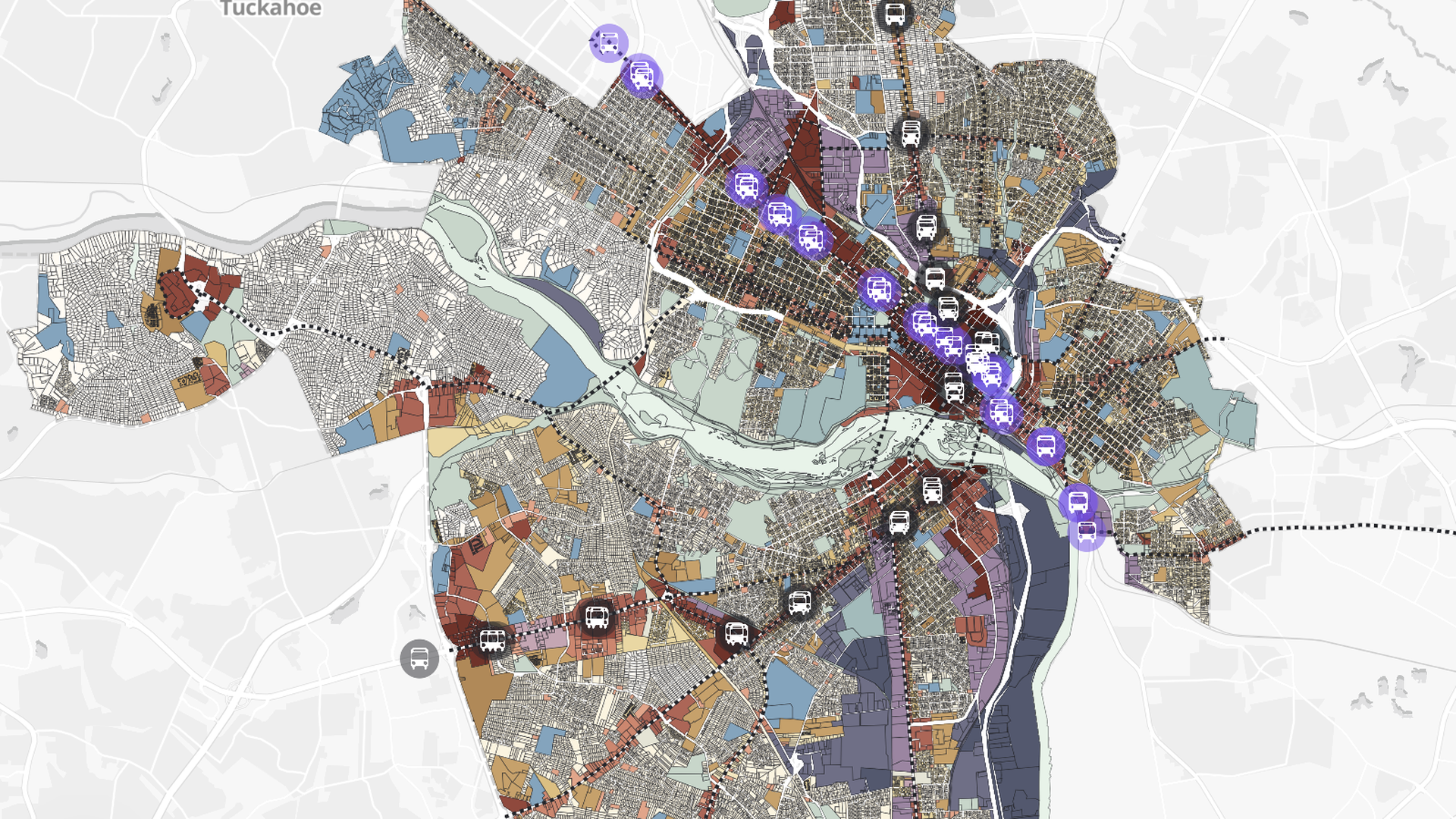 a very colorful, wild city zoning map. 