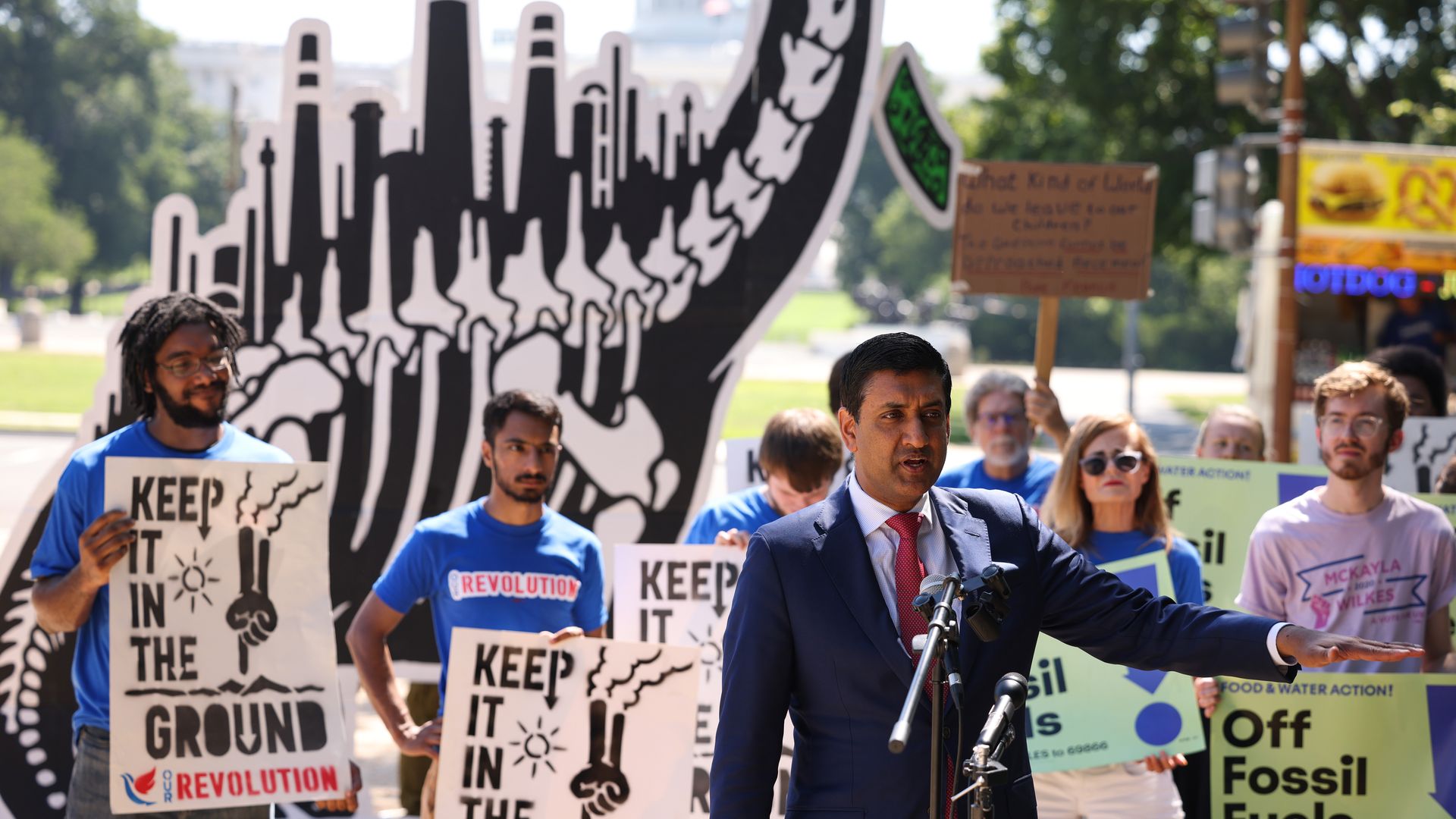 Rep. Ro Khanna (D-CA) speaks at an “End Fossil Fuel” rally near the U.S. Capitol on June 29, 2021