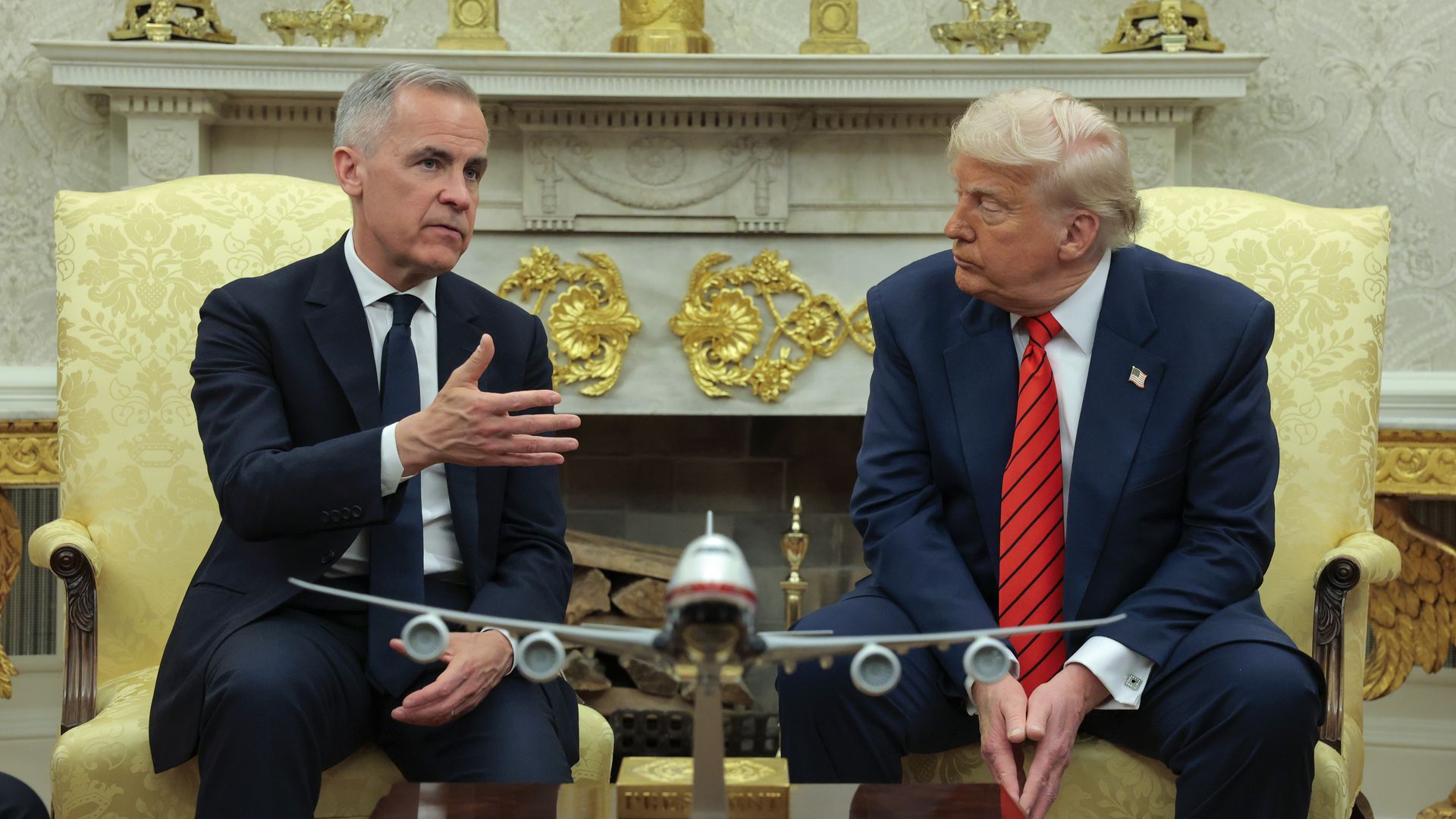 Canadian PM Mark Carney and President Trump in the Oval Office.