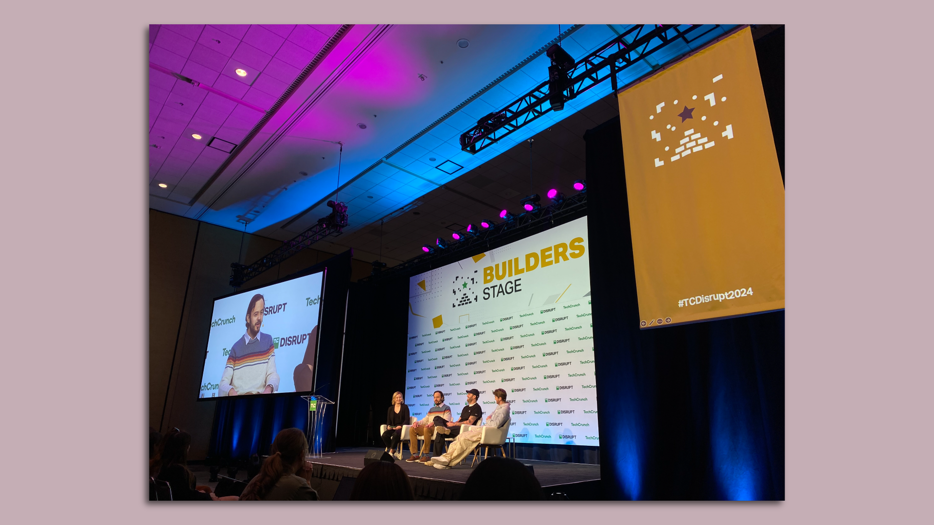 Image of the Chainsmokers and Chainguard CEO Dan Lorenc during a panel at TechCrunch Disrupt 2024.