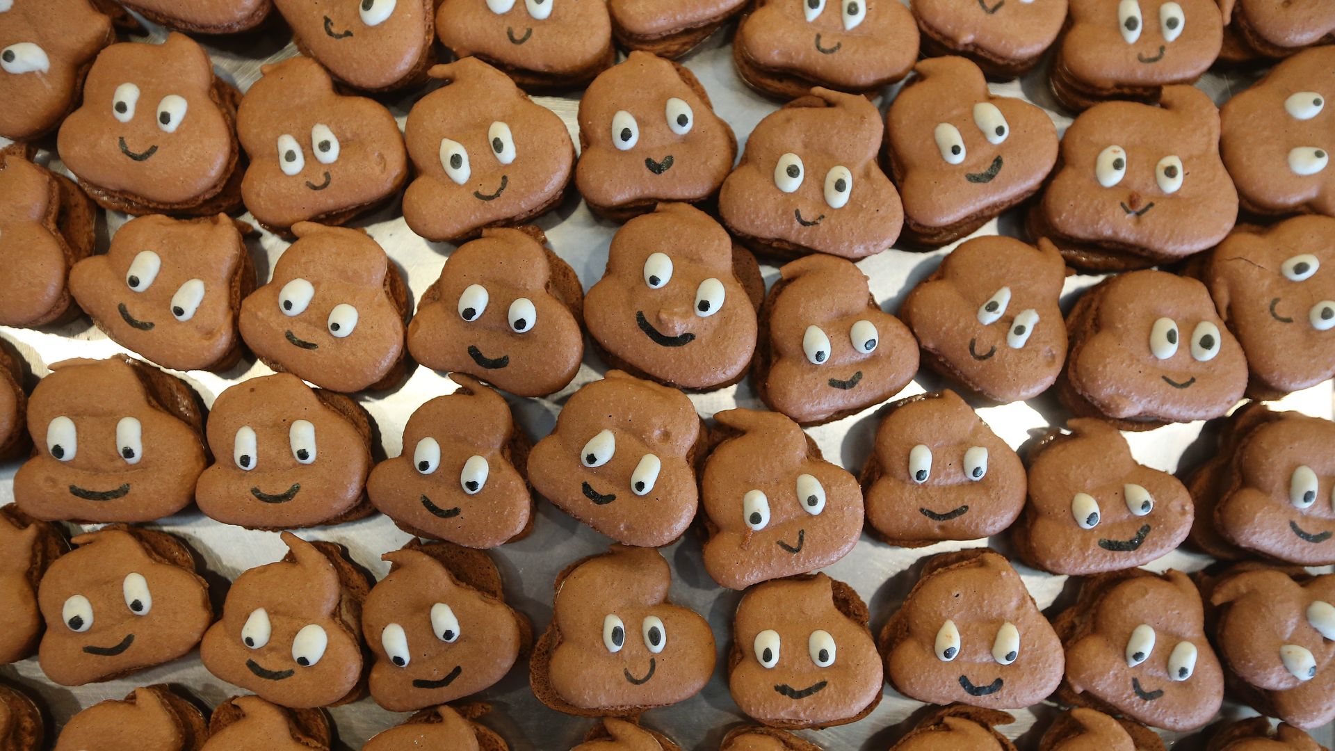 Macaroons in the shape of the poop emoji