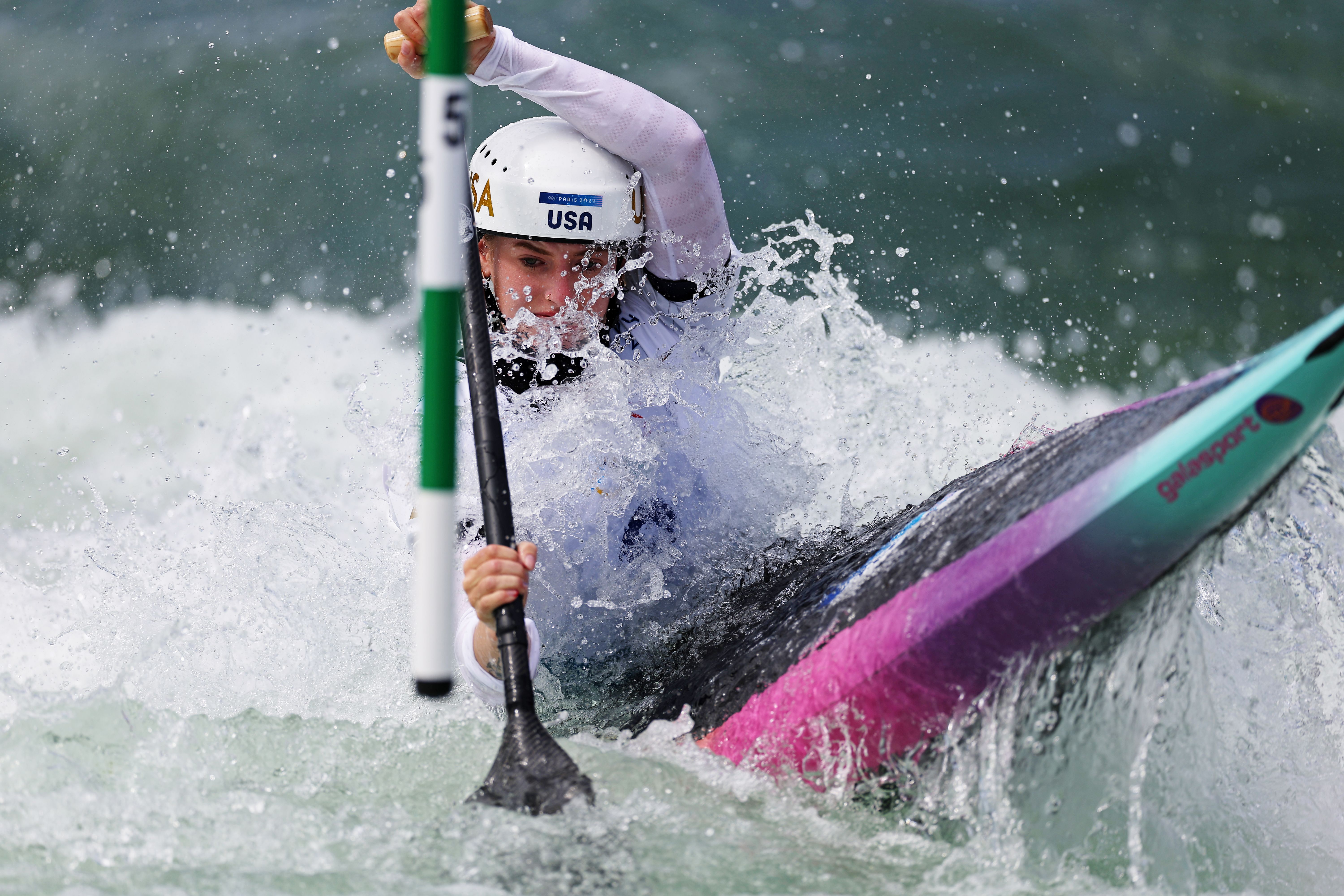 Evy Leibfarth battles the rapids.