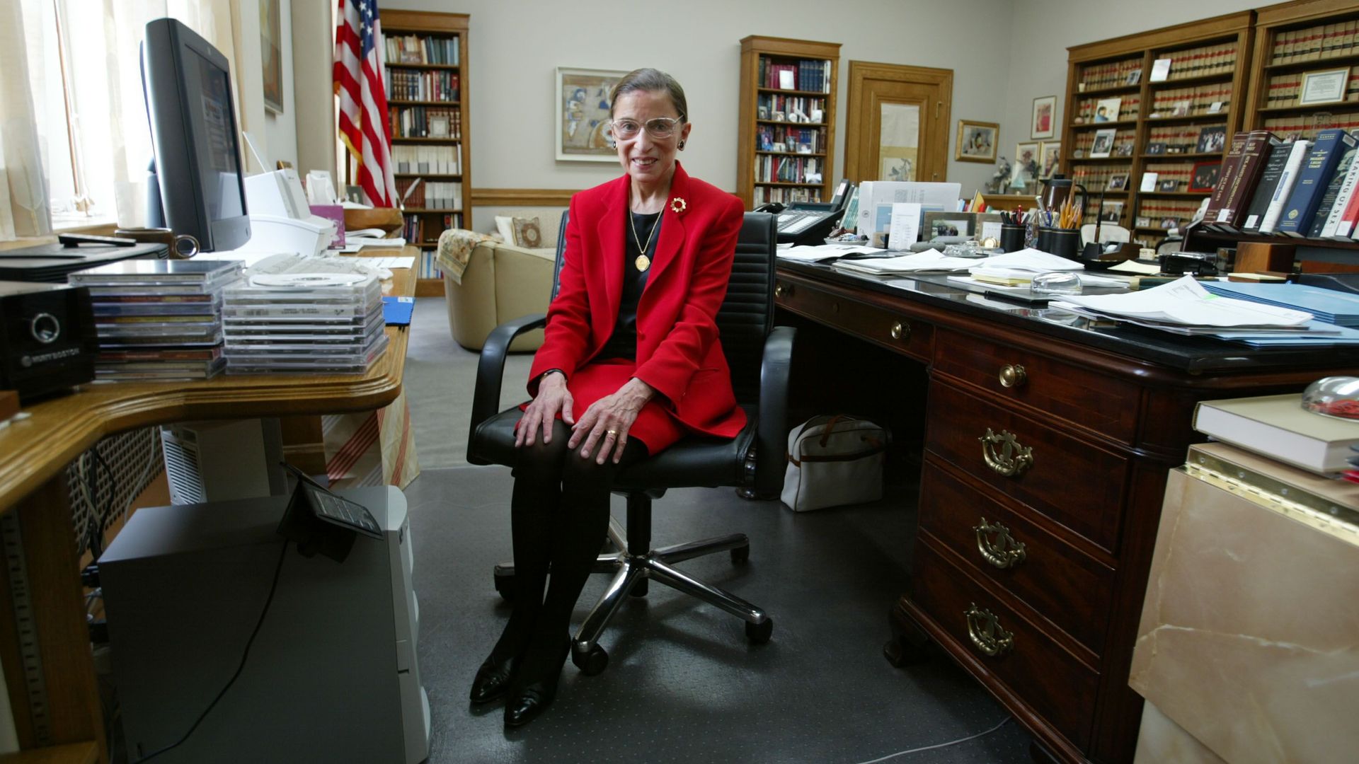 Justice Ginsburg sits in her chambers in 2002.