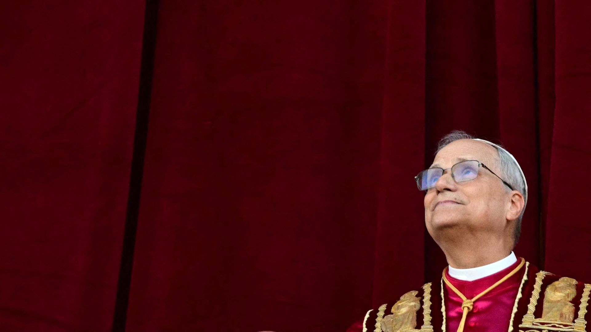 Pope Leo XIV looks up 