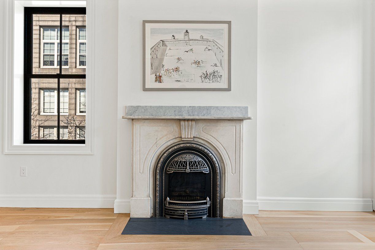 One of multiple fireplaces in 31 Monument Square in Charlestown.