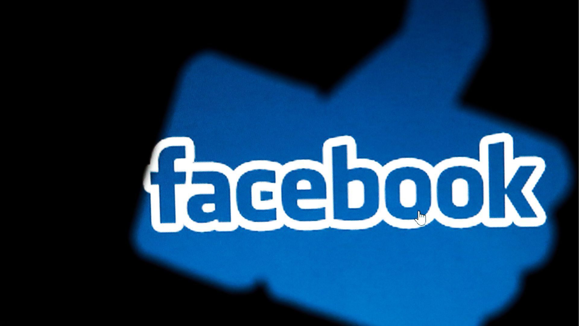 Image of Facebook's name superimposed on the Facebook thumbs-up image