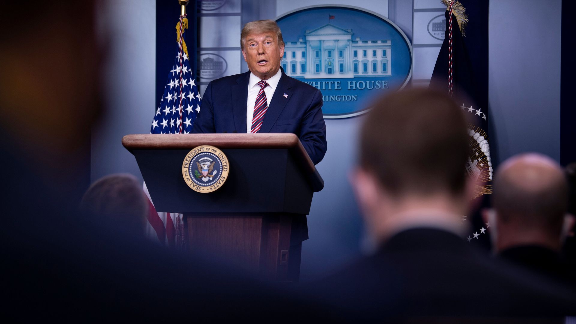 Trump speaking in the White House Briefing Room on Nov. 5.