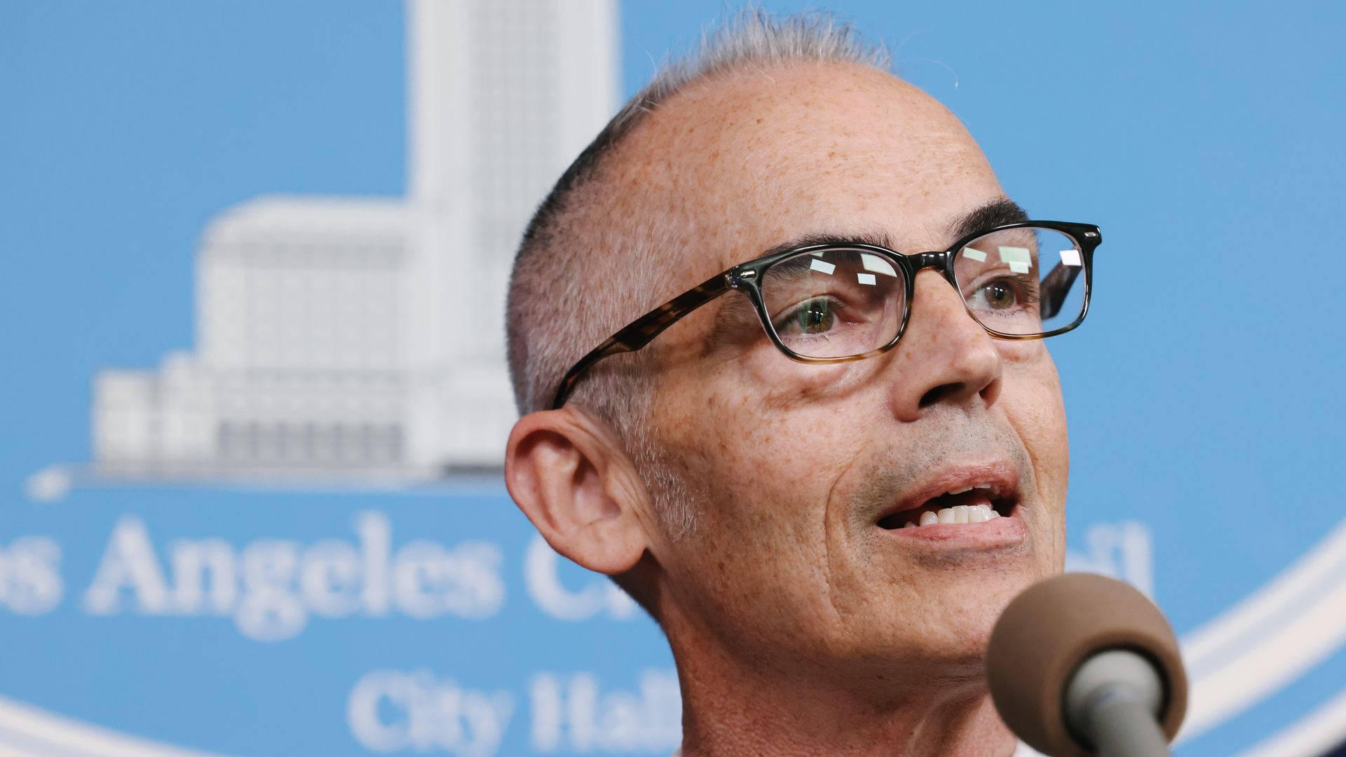 Acting Council President Mitch O'Farrell speaking in Los Angeles on Oct. 13.