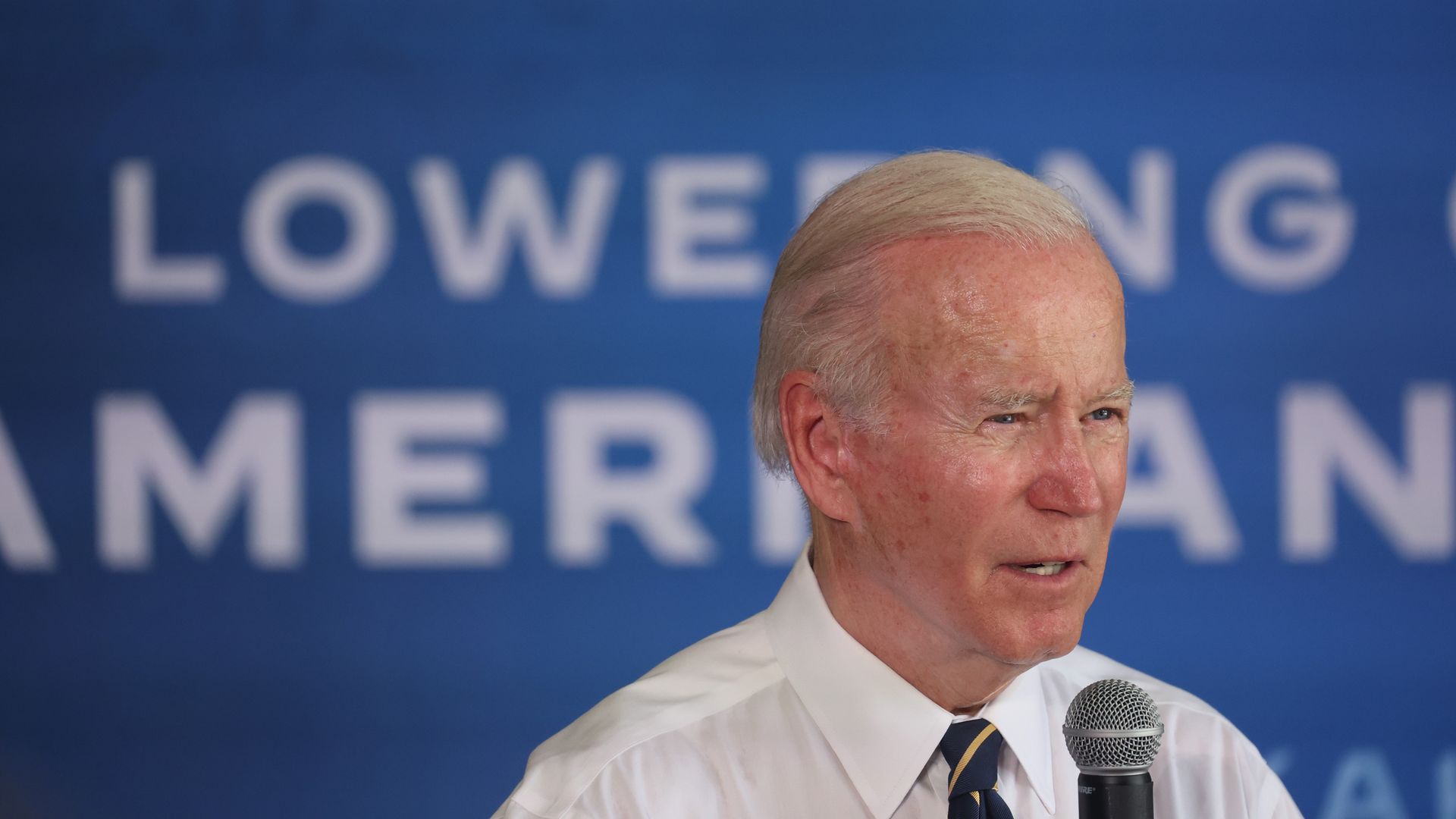 President Joe Biden speaks to guests gathered at the O'Connor Grain Farm on May 11, 2022 in Kankakee, Illinois. 