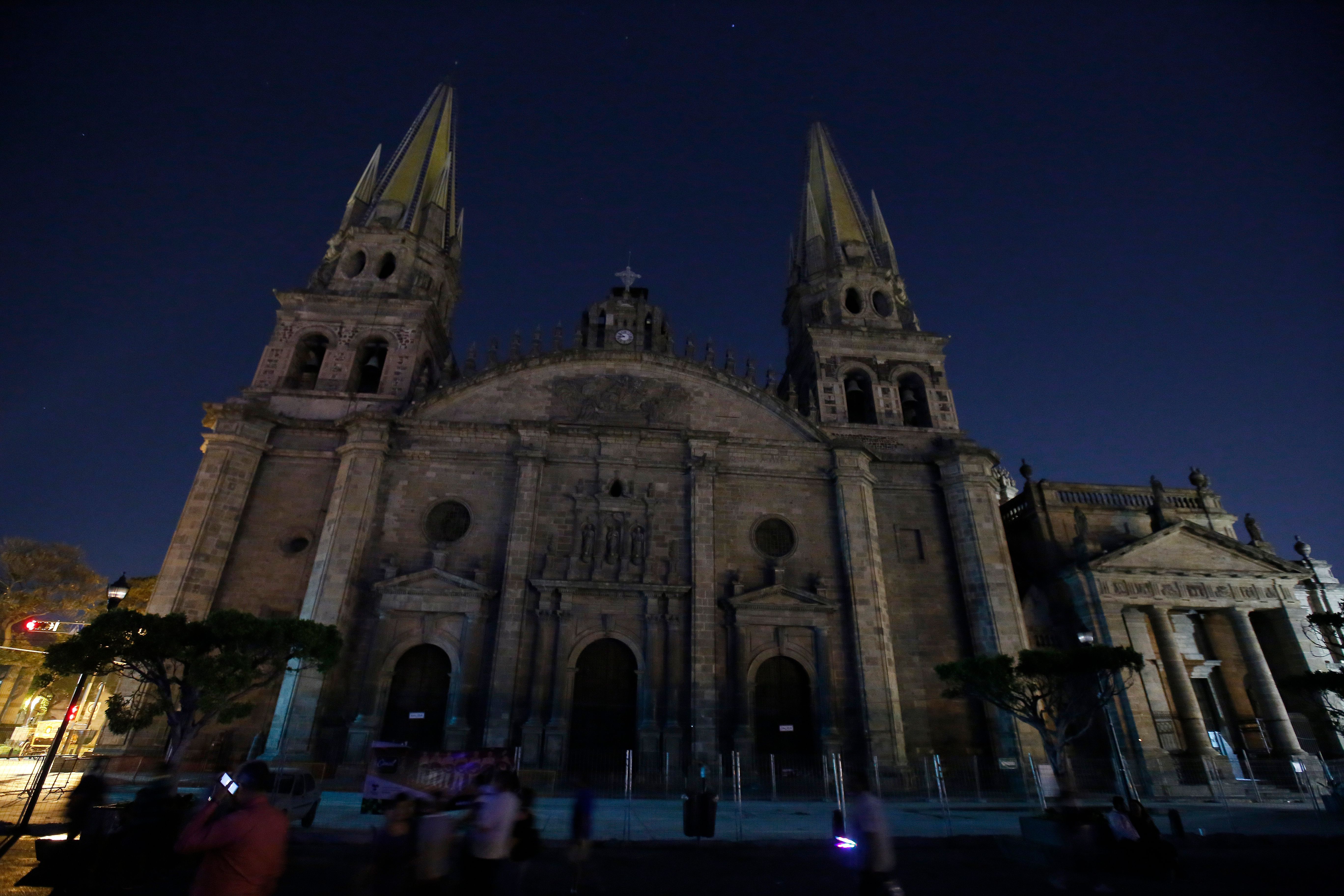The cathedral of Guadalajara is pictured without lights during Earth Hour, in Guadalajara, Jalisco State, Mexico.