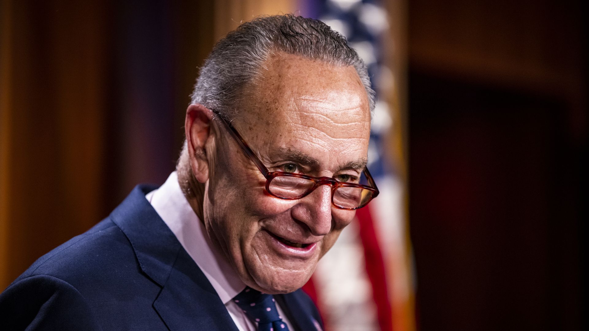 U.S. Senate Majority Leader Chuck Schumer, a Democrat from New York, speaks during a news conference at the U.S. Capitol in Washington, D.C., U.S., on Wednesday, Aug. 11, 2021.