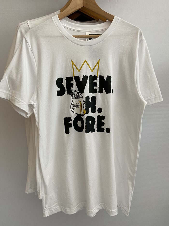 Dupp&Swat Seven. Oh. Fore. T-Shirt ($37). Photo: Ashley Mahoney/Axios