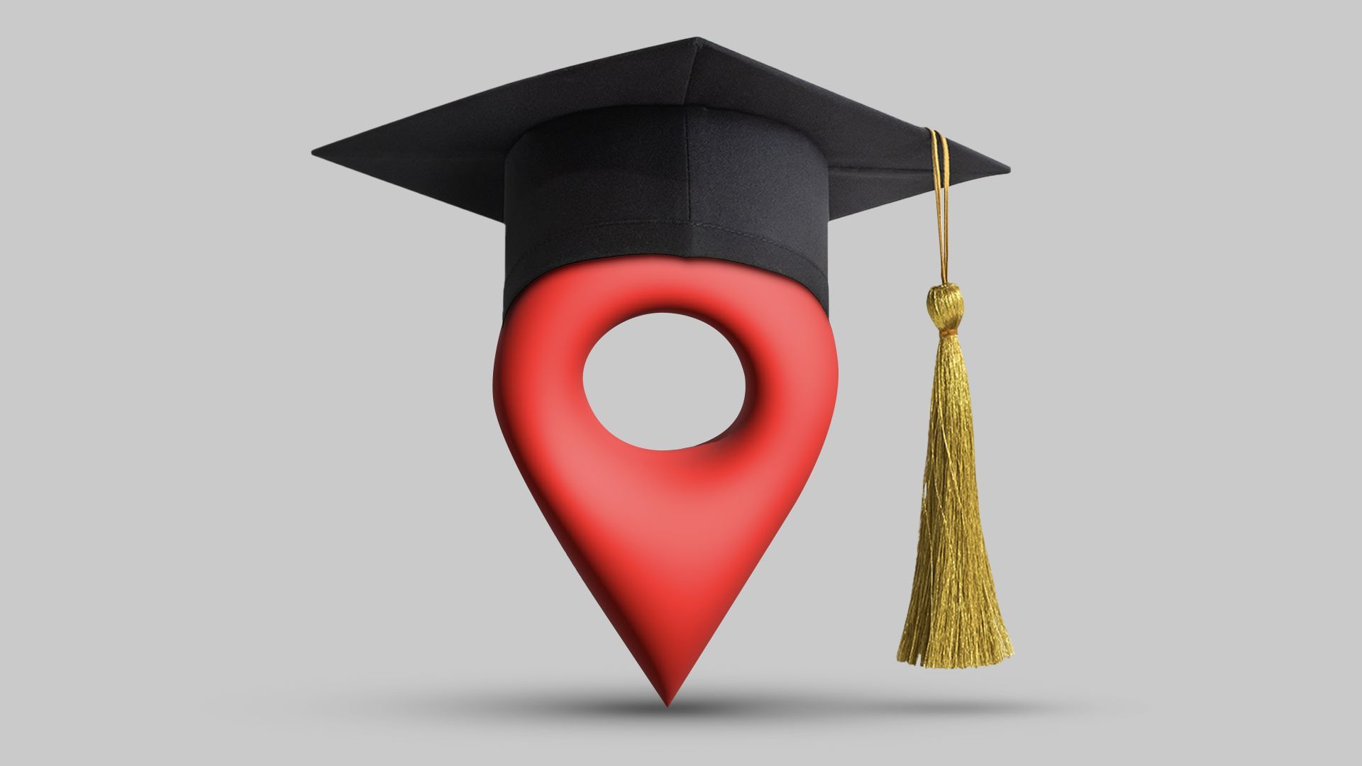 Illustration of a location pin wearing a mortar board